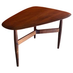 Iconic Guitar Pick Walnut Side Table by John Keal for Brown Saltman