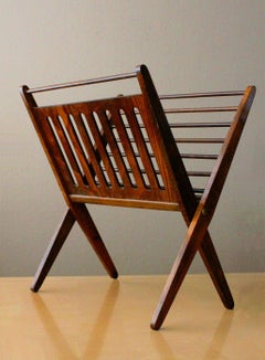 Iconic Handcrafted Rosewood Danish Modern Magazine Rack! Mid Century Decor 1950s