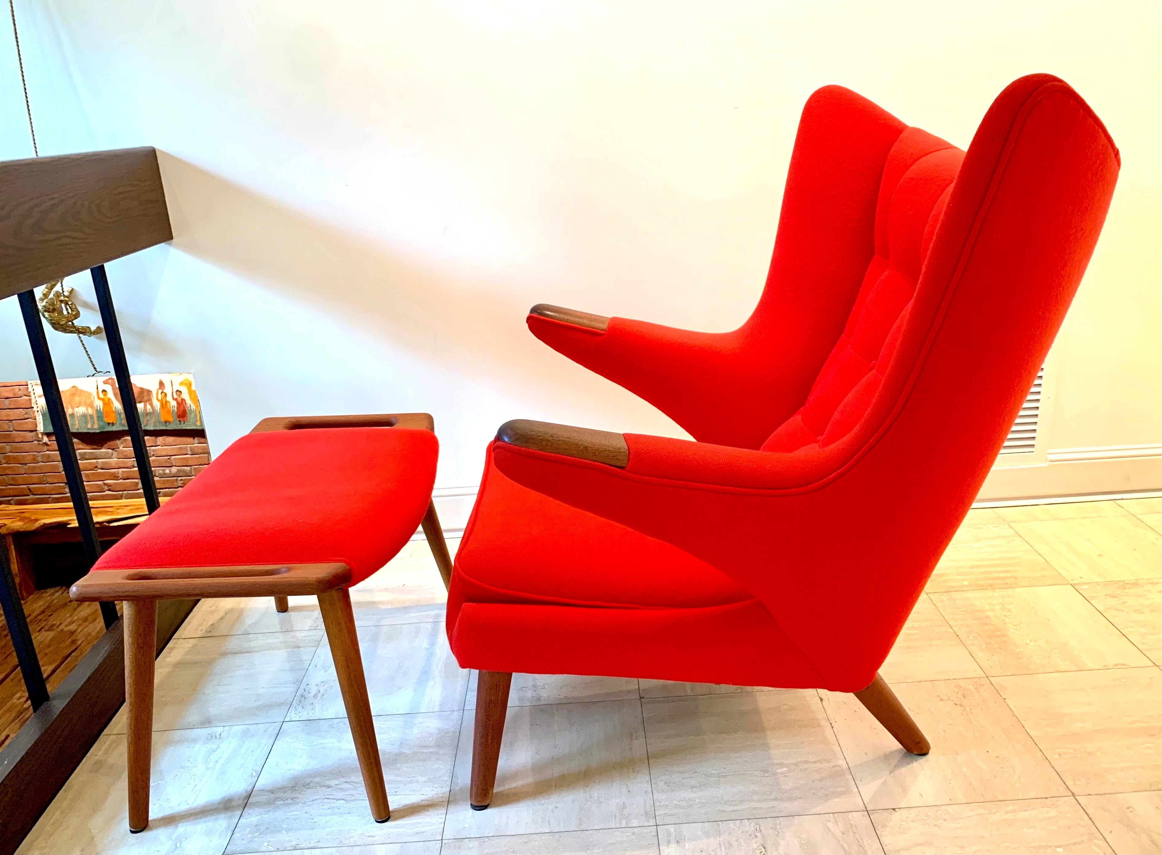 Iconic Hans J. Wegner Signed Papa Bear Chair & Ottoman AP-19 & AP-29 5