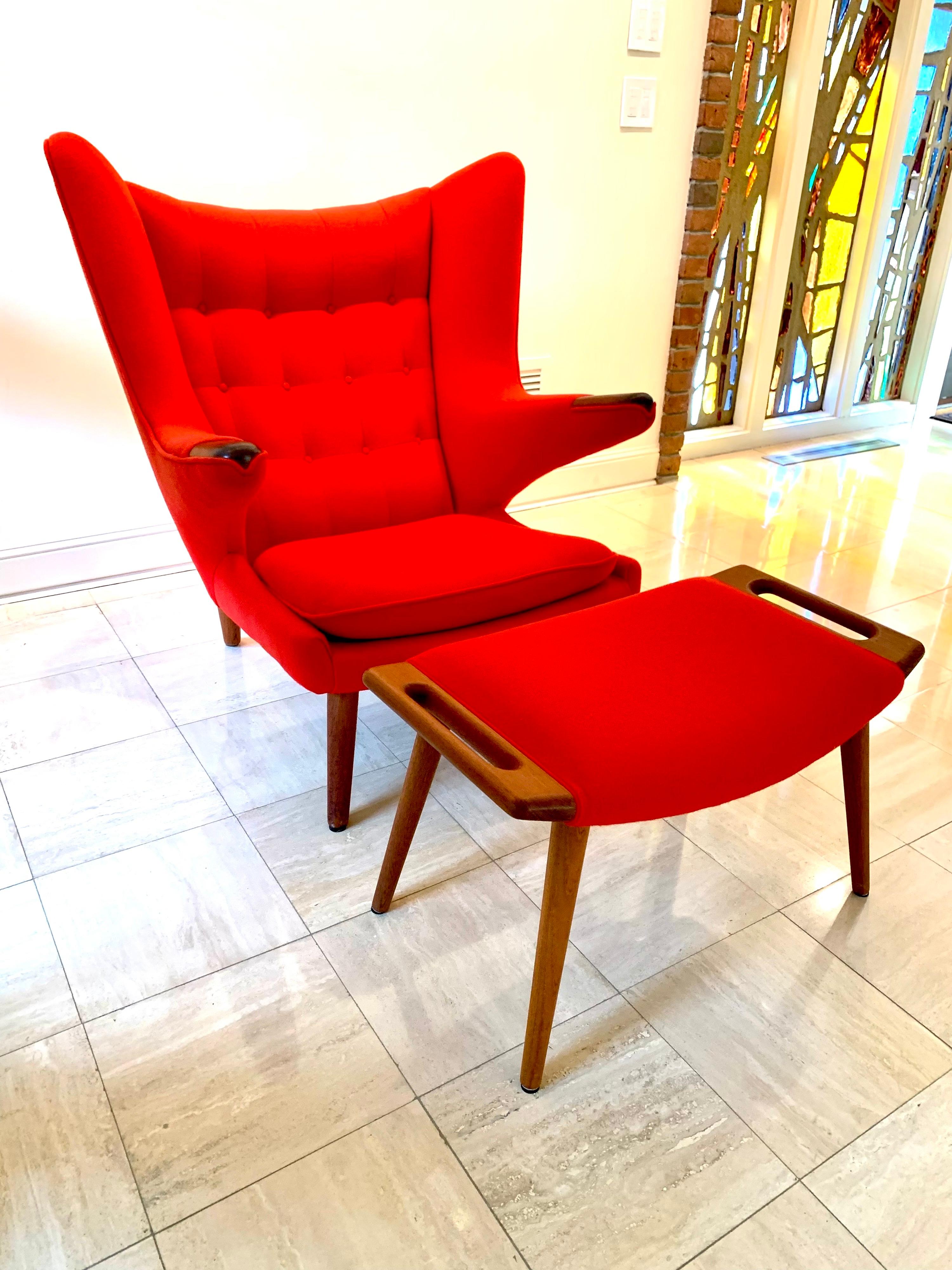 Mid-20th Century Iconic Hans J. Wegner Signed Papa Bear Chair & Ottoman AP-19 & AP-29