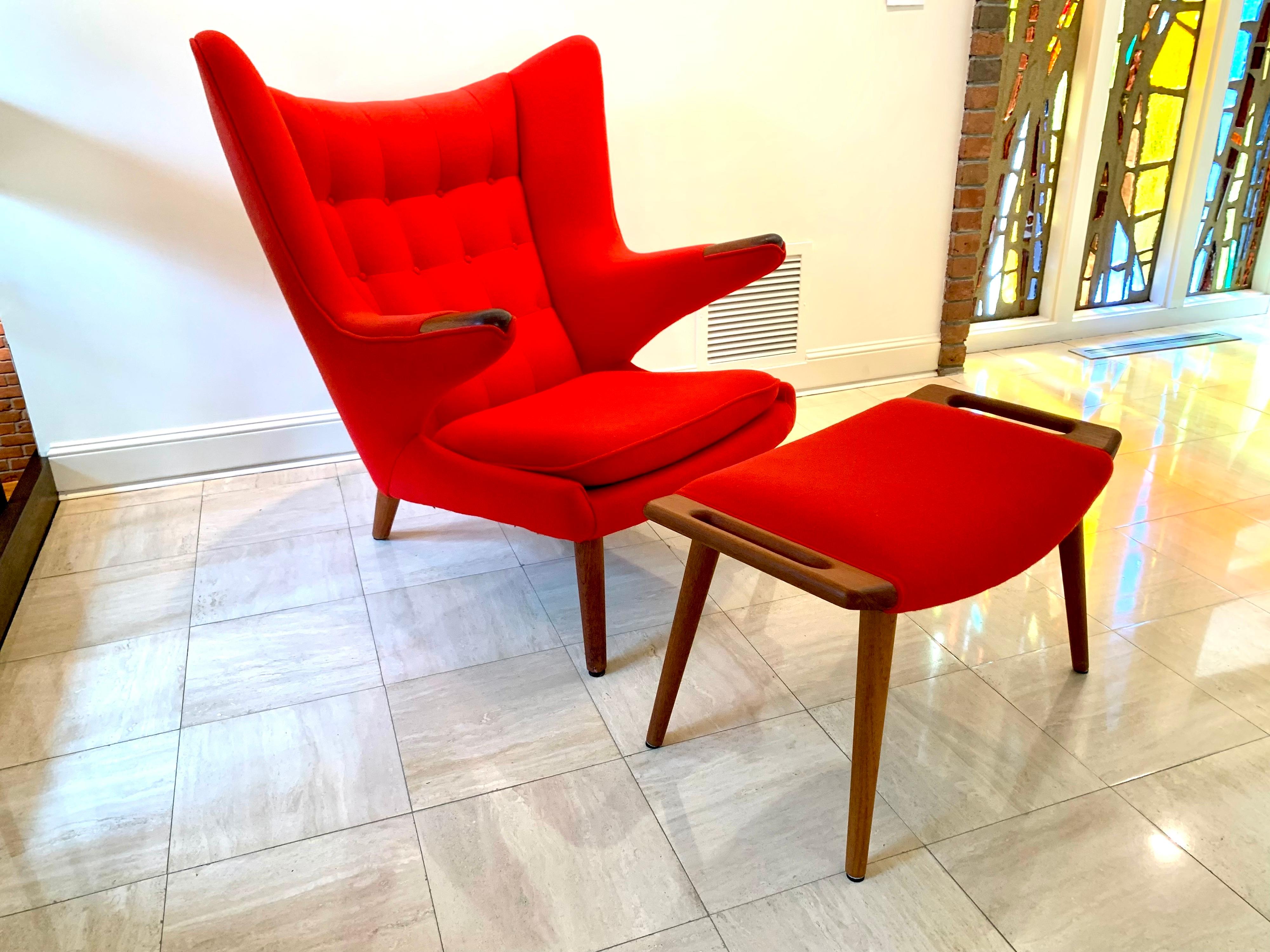 Iconic Hans J. Wegner Signed Papa Bear Chair & Ottoman AP-19 & AP-29 1