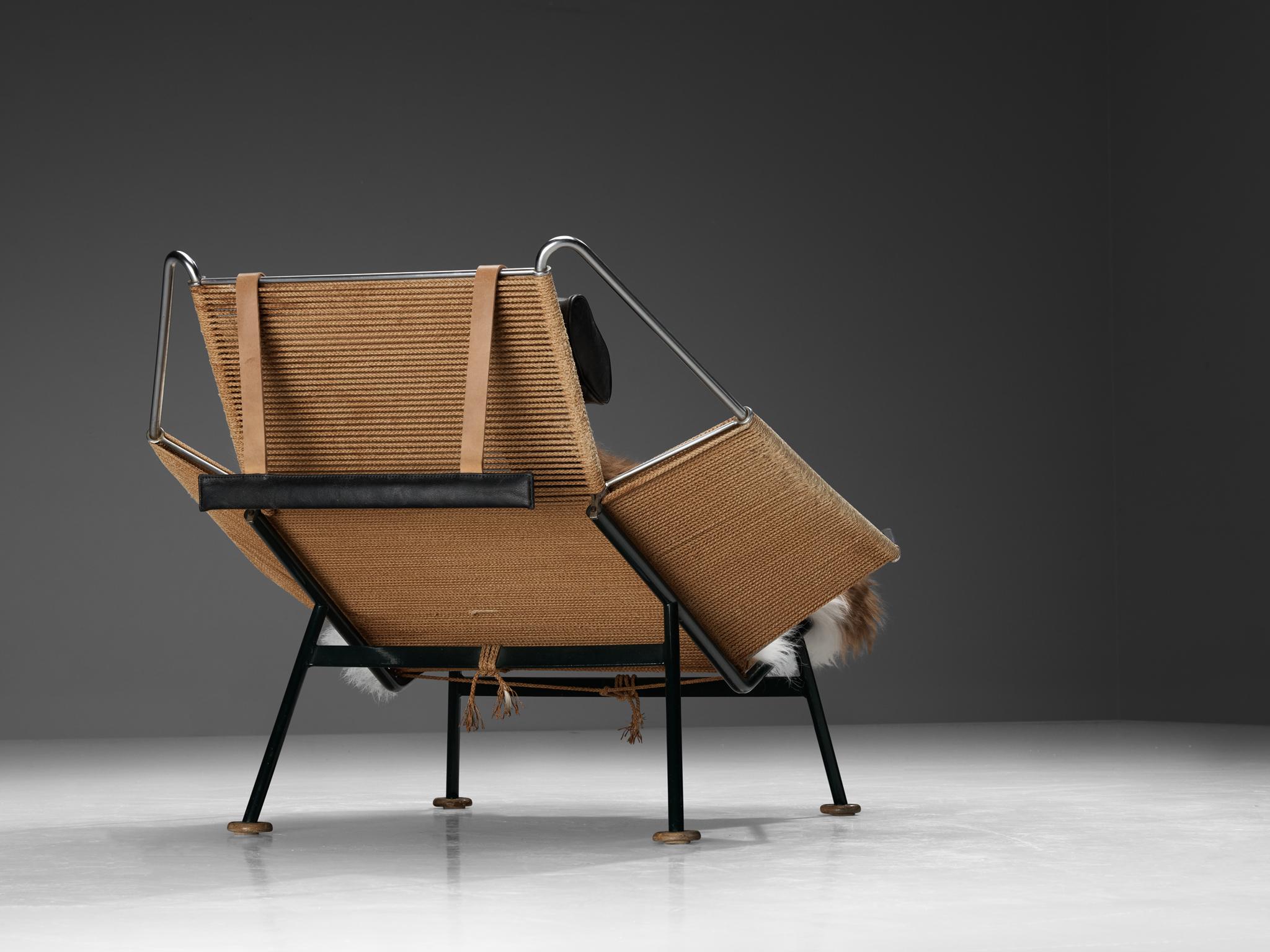 Danish Iconic Hans Wegner ‘Flag Halyard’ Lounge Chair Early Edition Model GE225  For Sale
