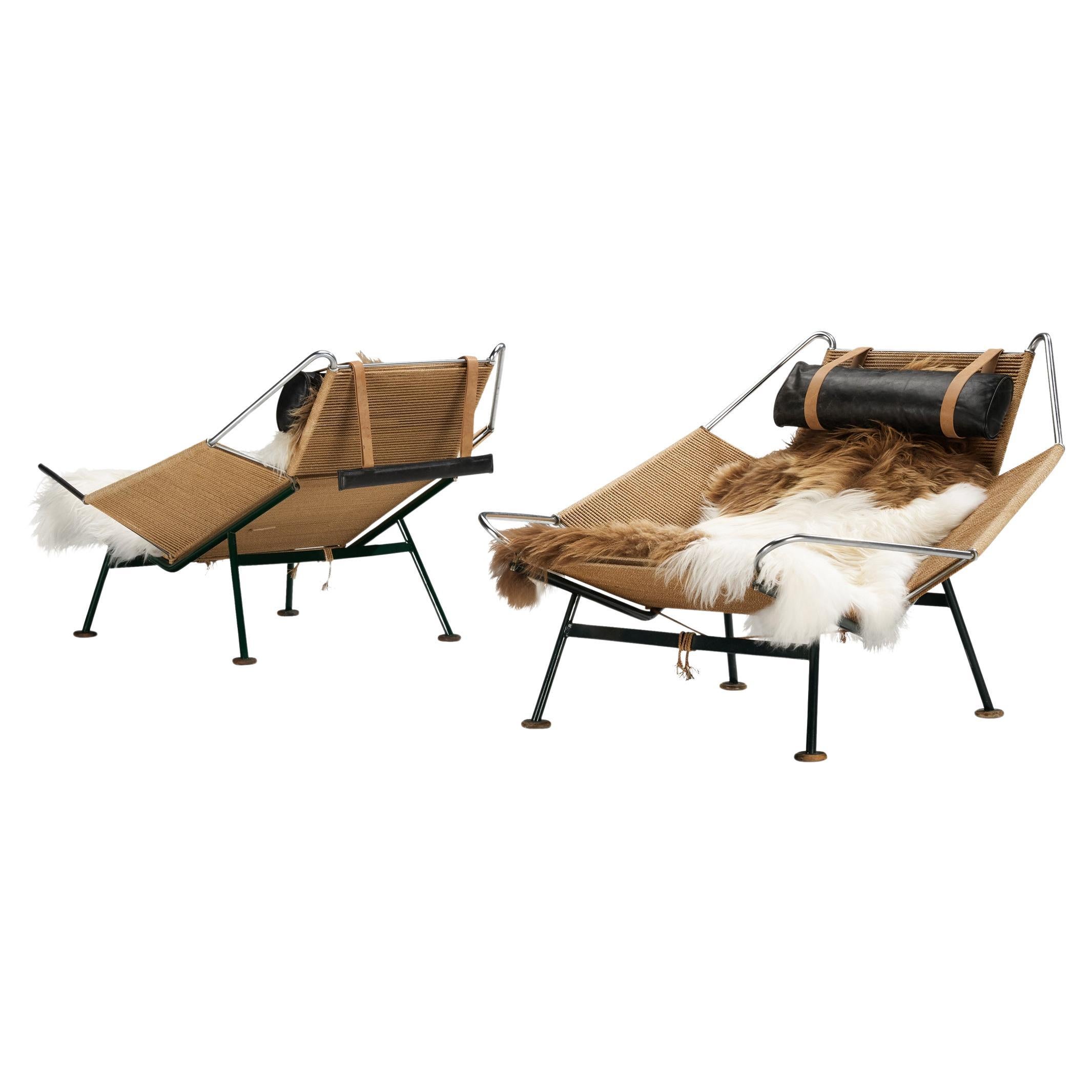 Iconic Hans Wegner ‘Flag Halyard’ Lounge Chairs Early Edition Model GE225