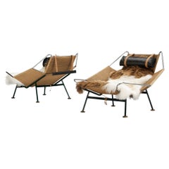 Iconic Hans Wegner ‘Flag Halyard’ Lounge Chairs Early Edition Model GE225