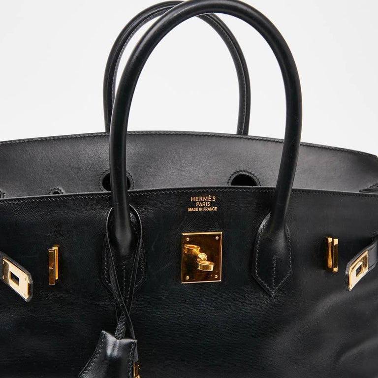 Amazing and Rare Hermès Birkin 35 handbag in black box calfskin leather,  GHW at 1stDibs