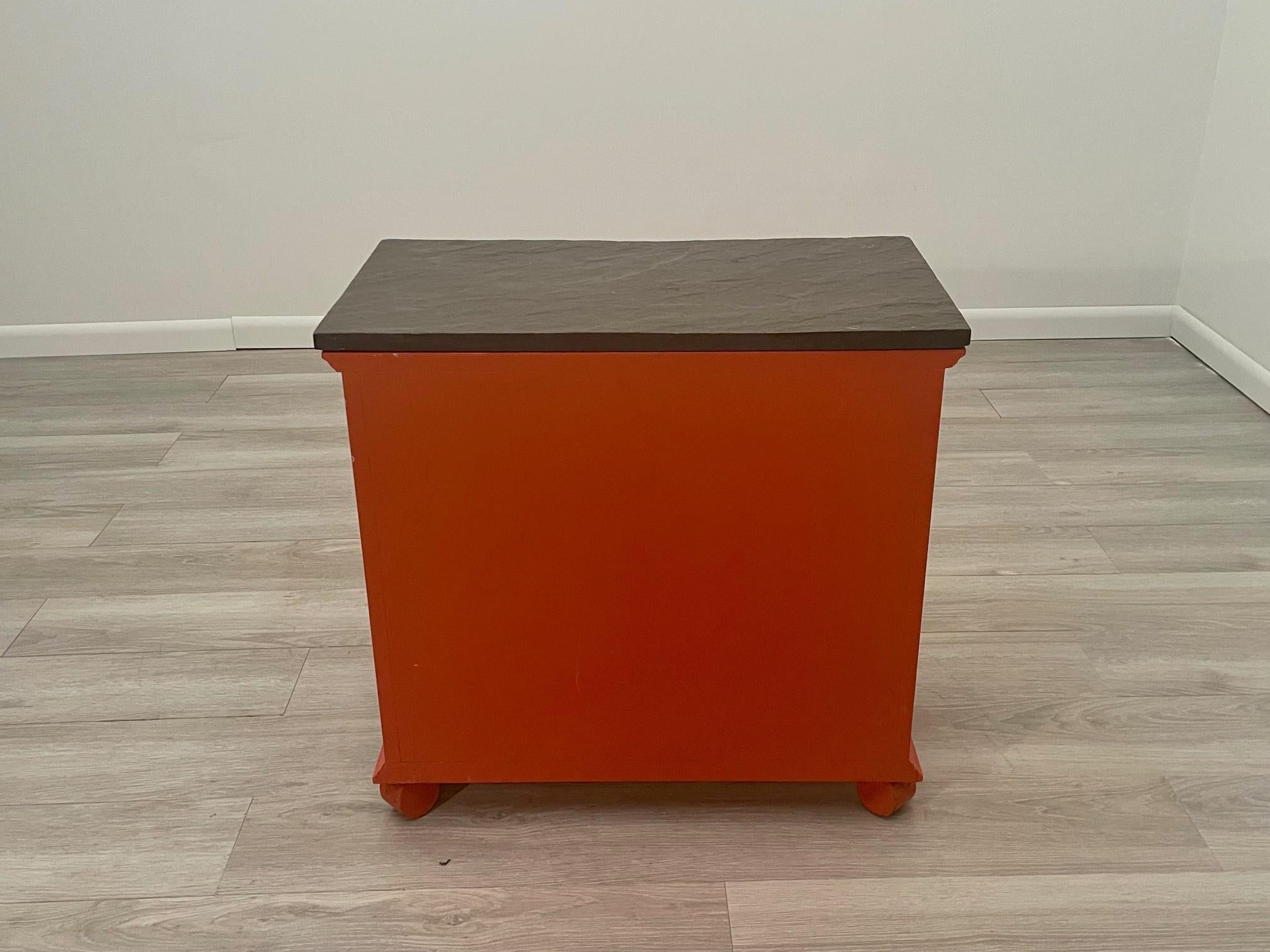 Iconic Hermes Orange & Gold Cabinet with Slate Top by Dorothy Draper For Sale 4