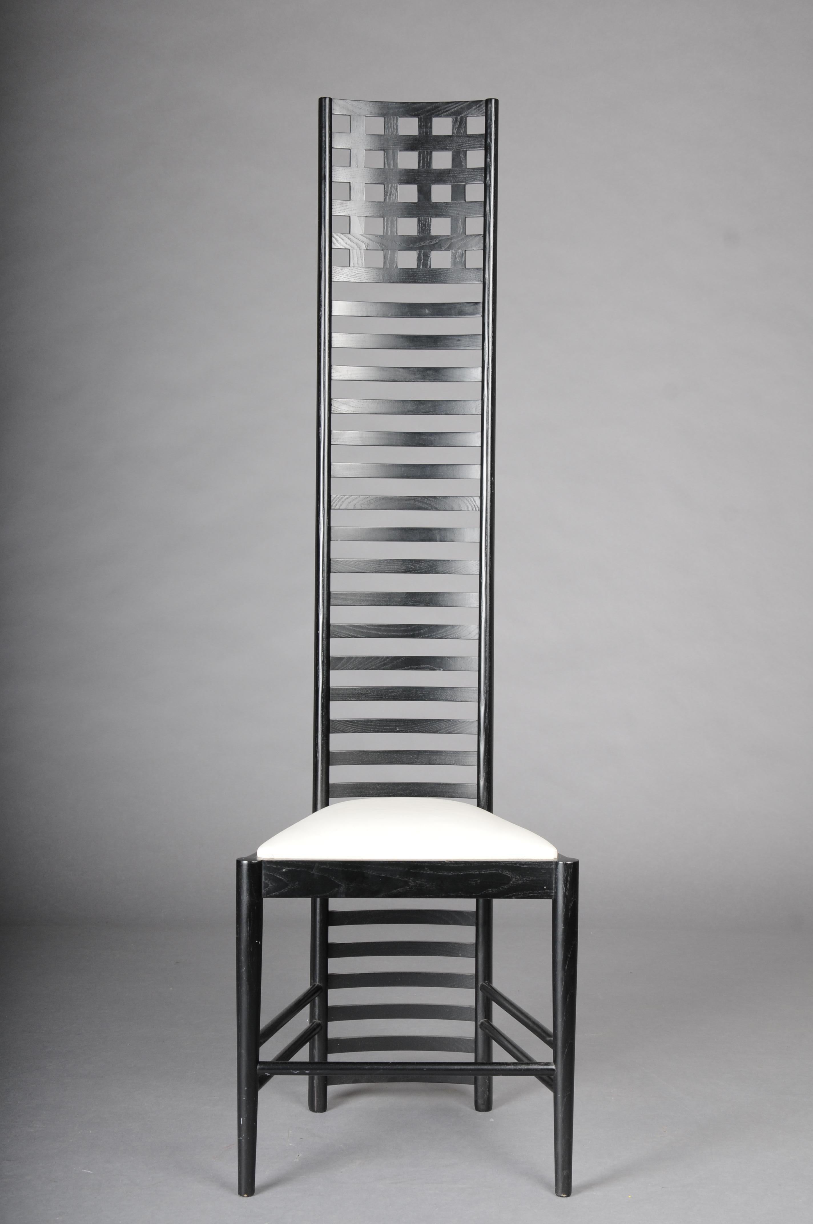 Hill House 1 Chair by Charles Rennie Mackintosh

292 Hill House 1 is a chair designed by Charlees Rennie Mackintosh in 1904. Made of ash stained black and upholstered seat with fabric cover. This, like all the projects of the famous designer, is