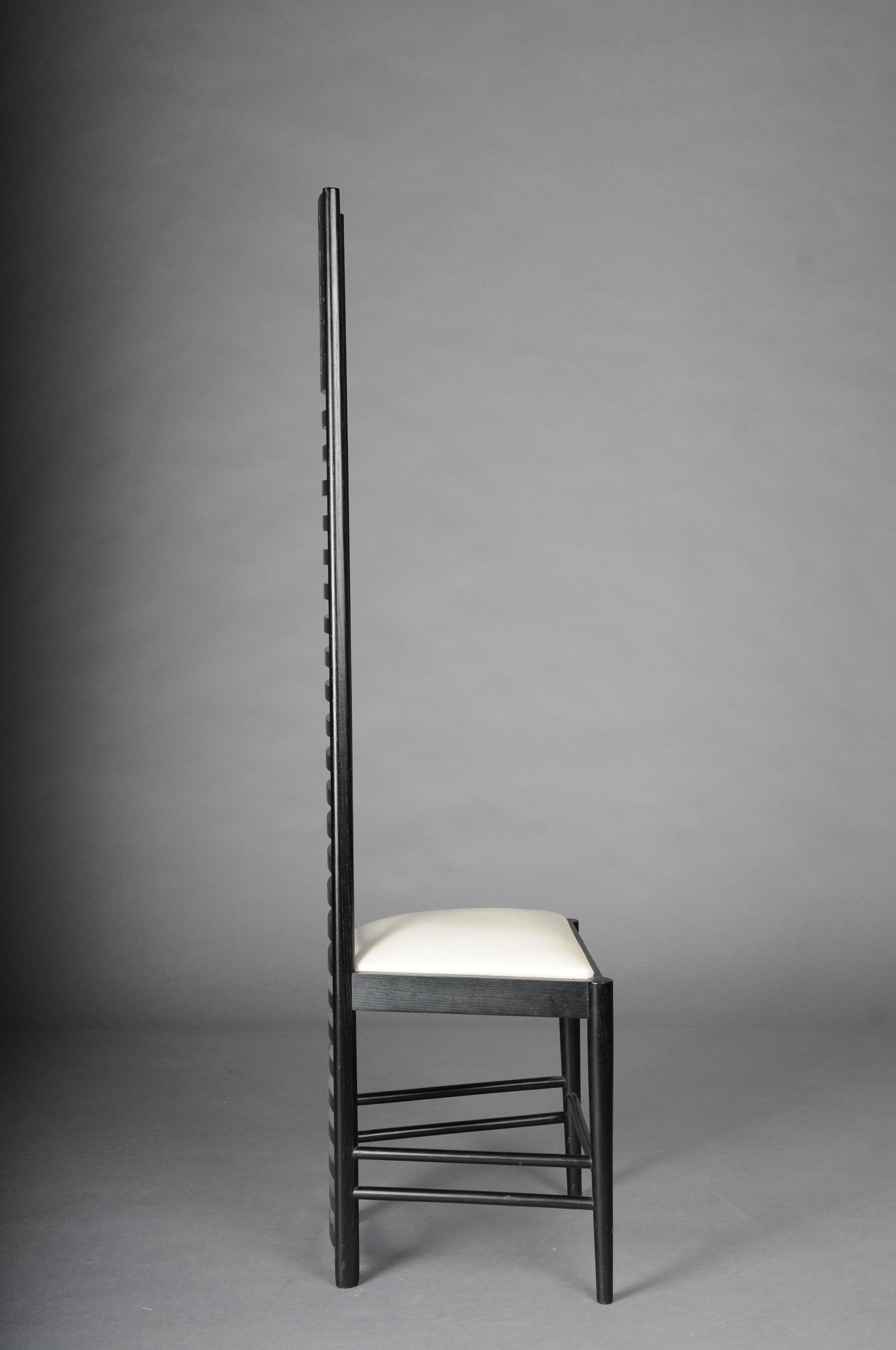 Blackened Iconic Hill House 1 Chair by Charles Rennie Mackintosh For Sale