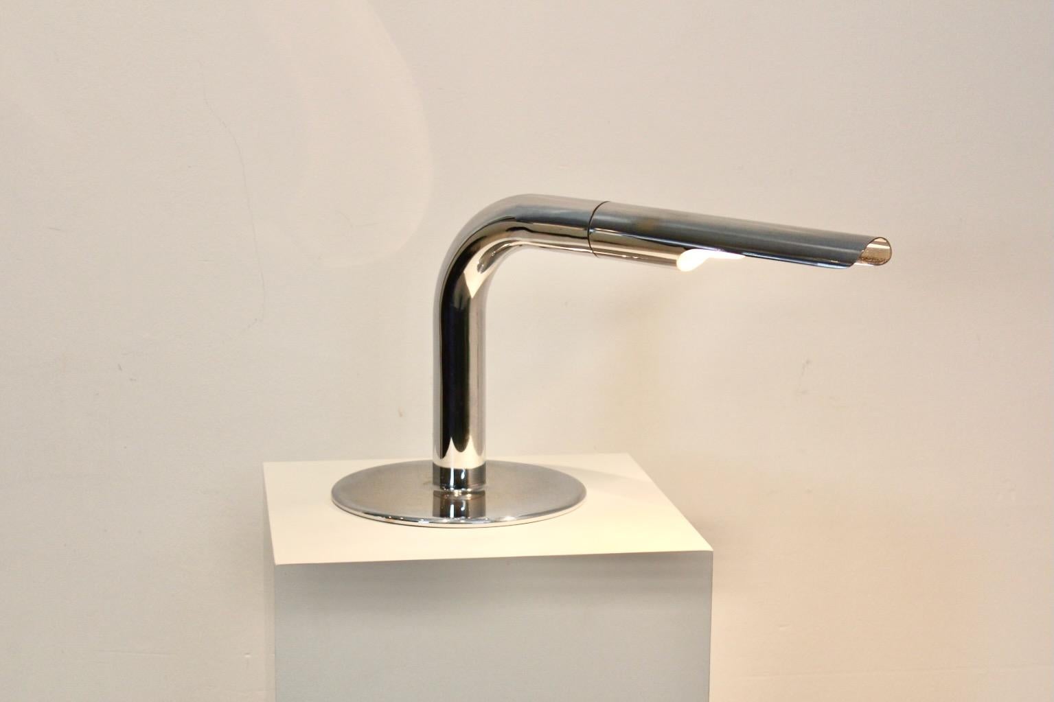 Iconic Ingo Maurer ‘Gulp’ Tube Table Lamp in Chromed Steel 3