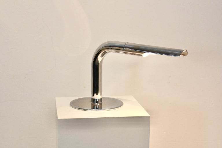 Iconic Ingo Maurer ‘Gulp’ Tube Table Lamp in Chromed Steel For Sale 3