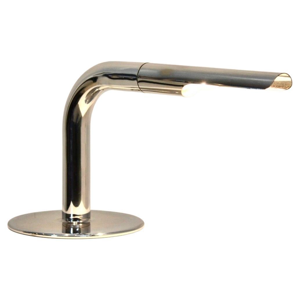 Mid-Century Modern Iconic Ingo Maurer ‘Gulp’ Tube Table Lamp in Chromed Steel
