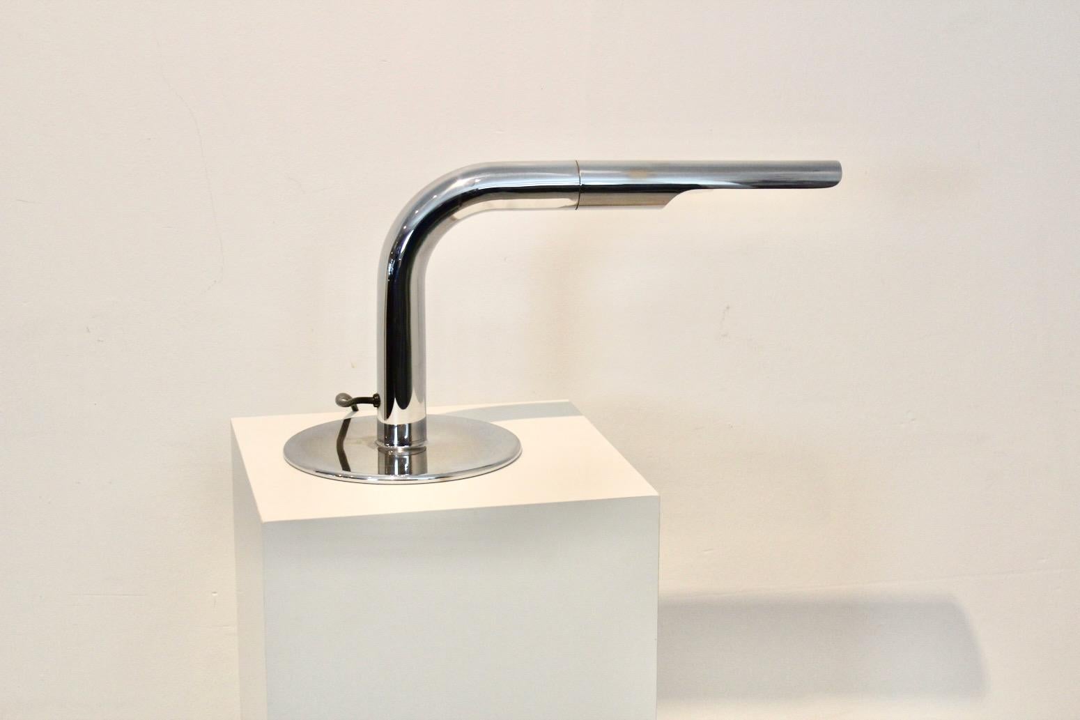 German Iconic Ingo Maurer ‘Gulp’ Tube Table Lamp in Chromed Steel