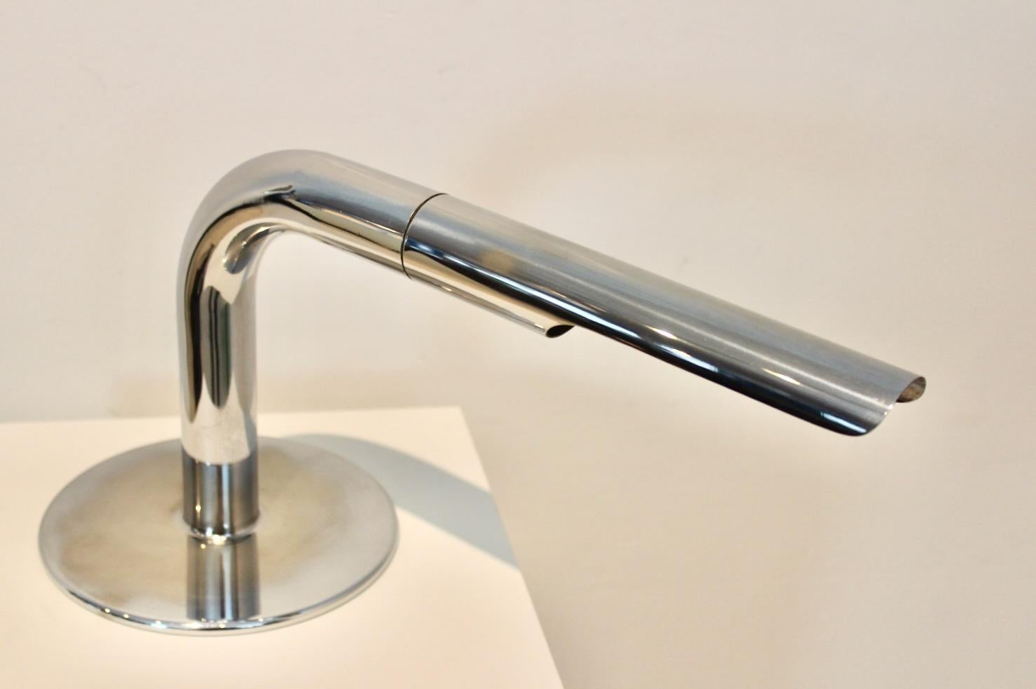 Iconic Ingo Maurer ‘Gulp’ Tube Table Lamp in Chromed Steel 1