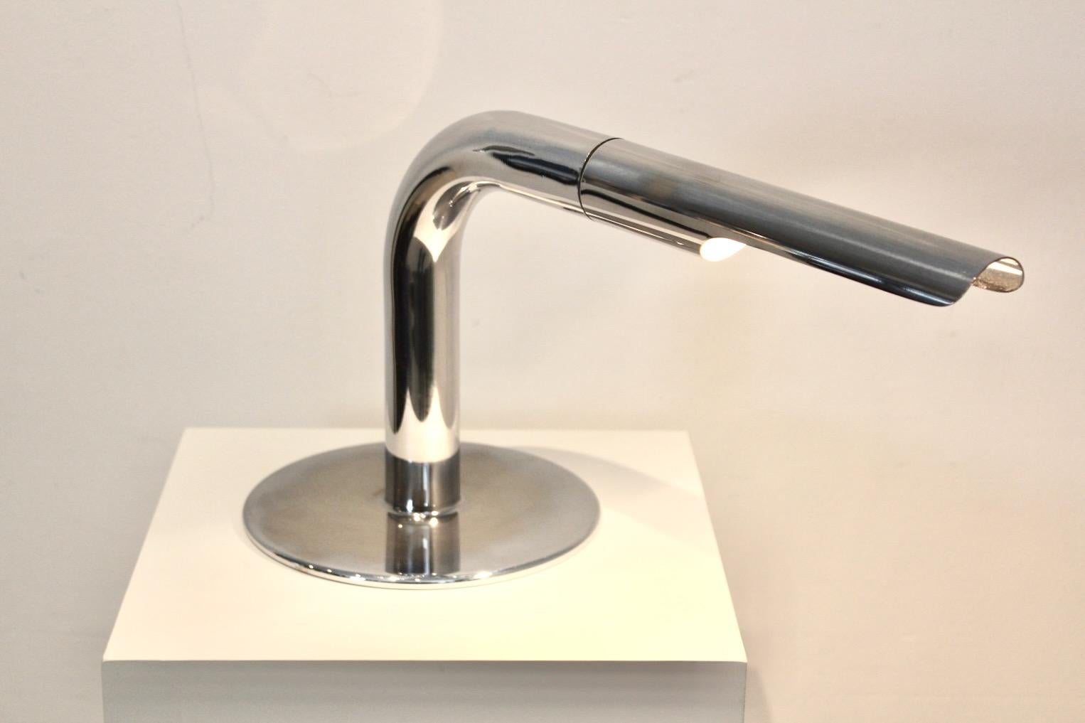 Iconic Ingo Maurer ‘Gulp’ Tube Table Lamp in Chromed Steel 2