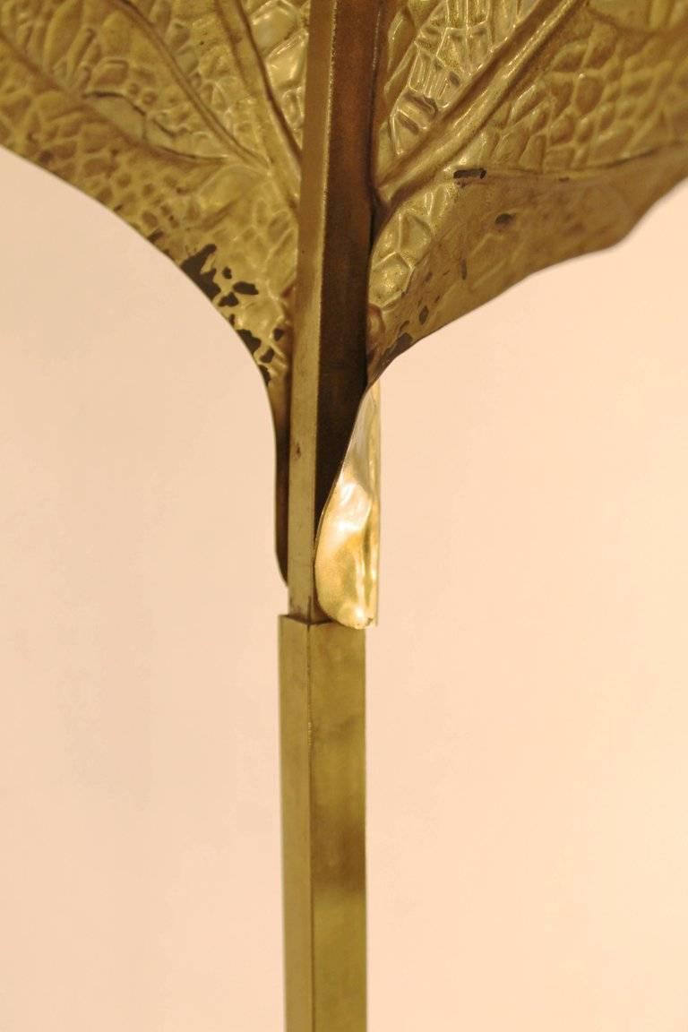 Iconic Italian 1970s Leaf-Shaped Floor Lamp Designed by Tommaso Barbi, in Brass 2