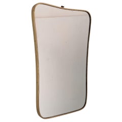 Iconic Italian Mid-Century Modern Brass Shield Mirror by Gio Ponti, 1950s