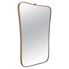 Iconic Italian Mid-Century Modern Brass Shield Mirror by Gio Ponti, 1950s