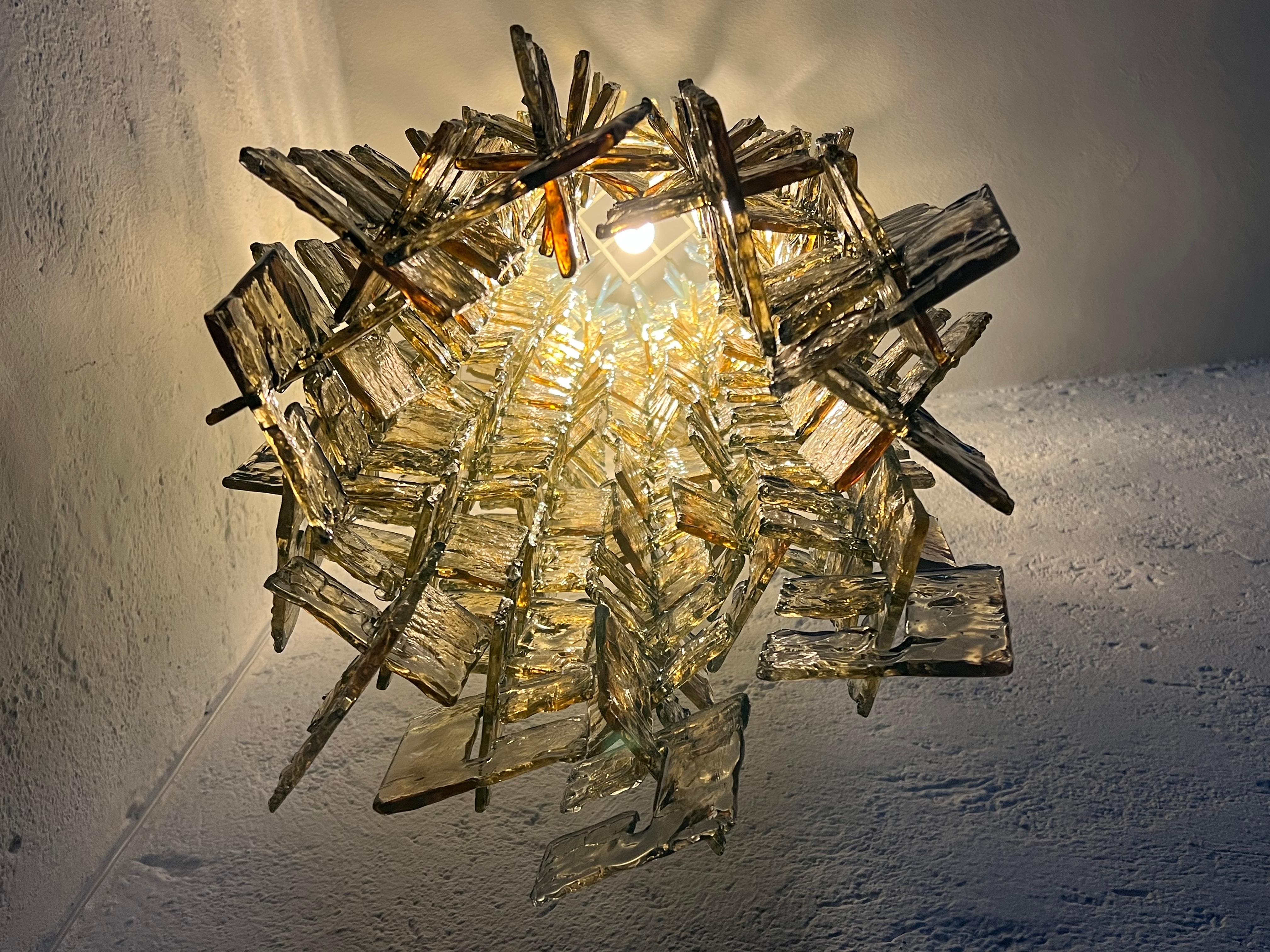 Iconic Italian Murano glass pendant chandelier, 1960's Carlo Nason for Mazzega For Sale 5