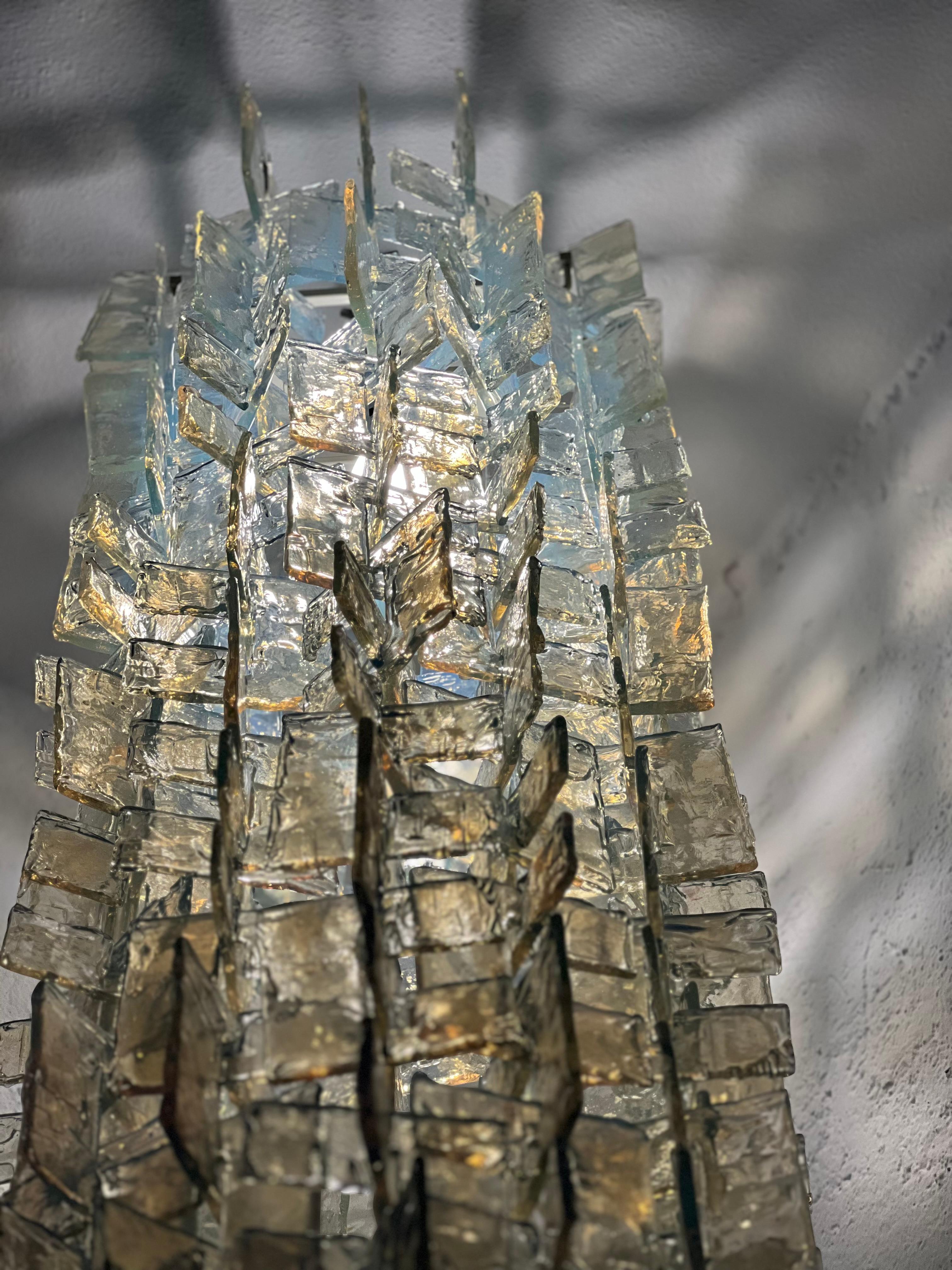 Iconic Italian Murano glass pendant chandelier, 1960's Carlo Nason for Mazzega For Sale 9