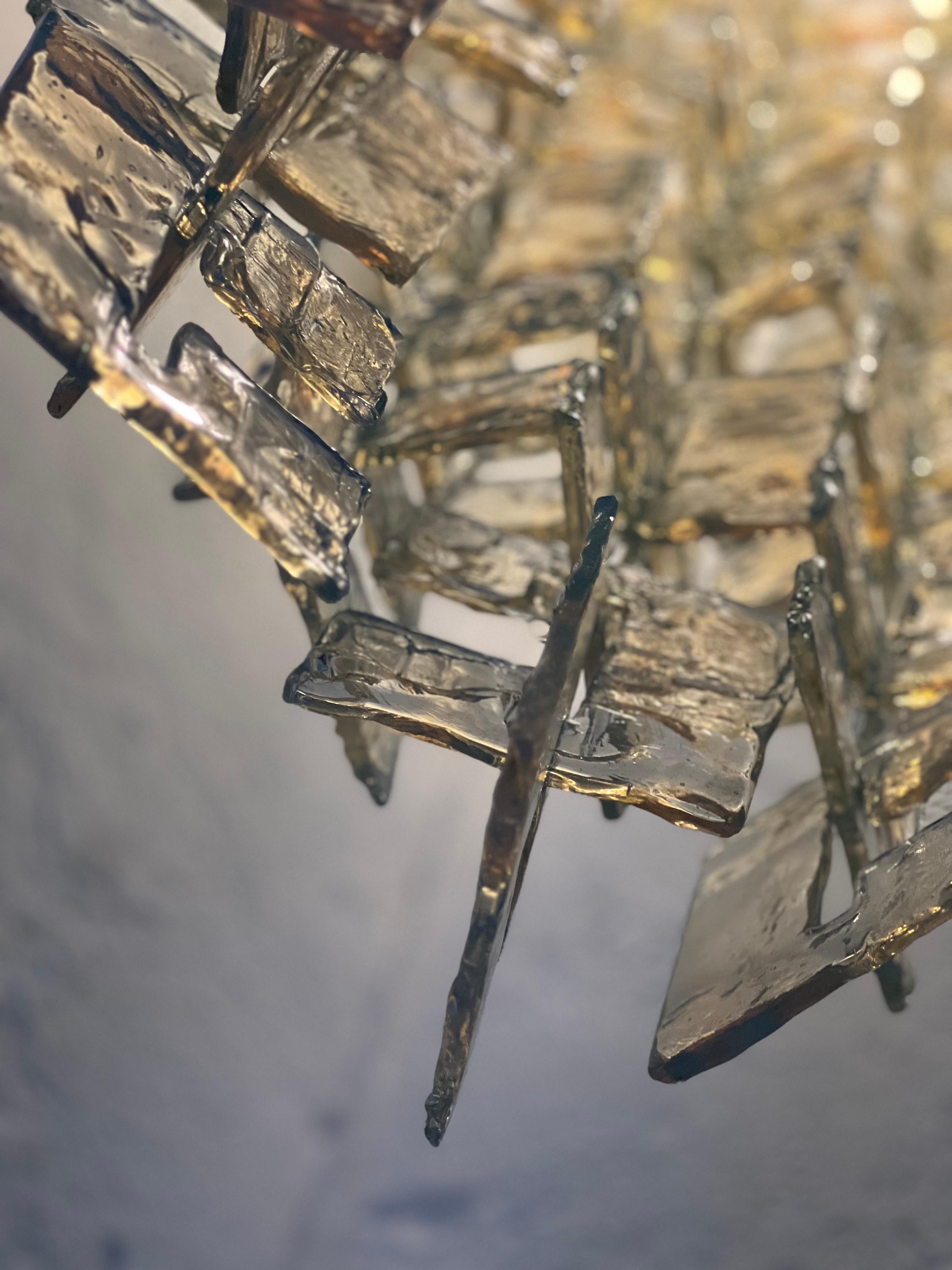 Iconic Italian Murano glass pendant chandelier, 1960's Carlo Nason for Mazzega For Sale 11