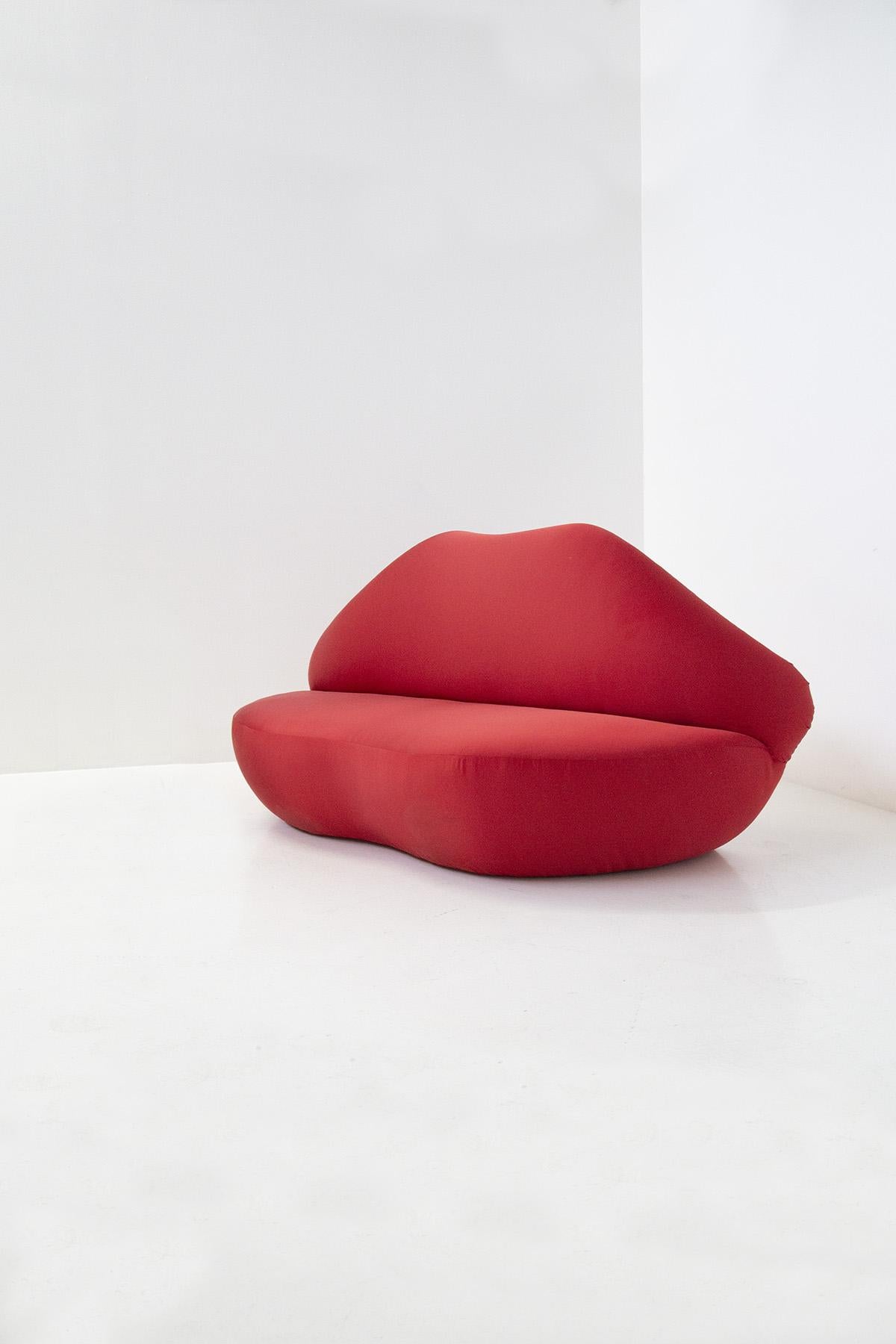 Mid-Century Modern Iconic Italian Red Sofa Mod. Bocca Attributed. to Edra Studio 65