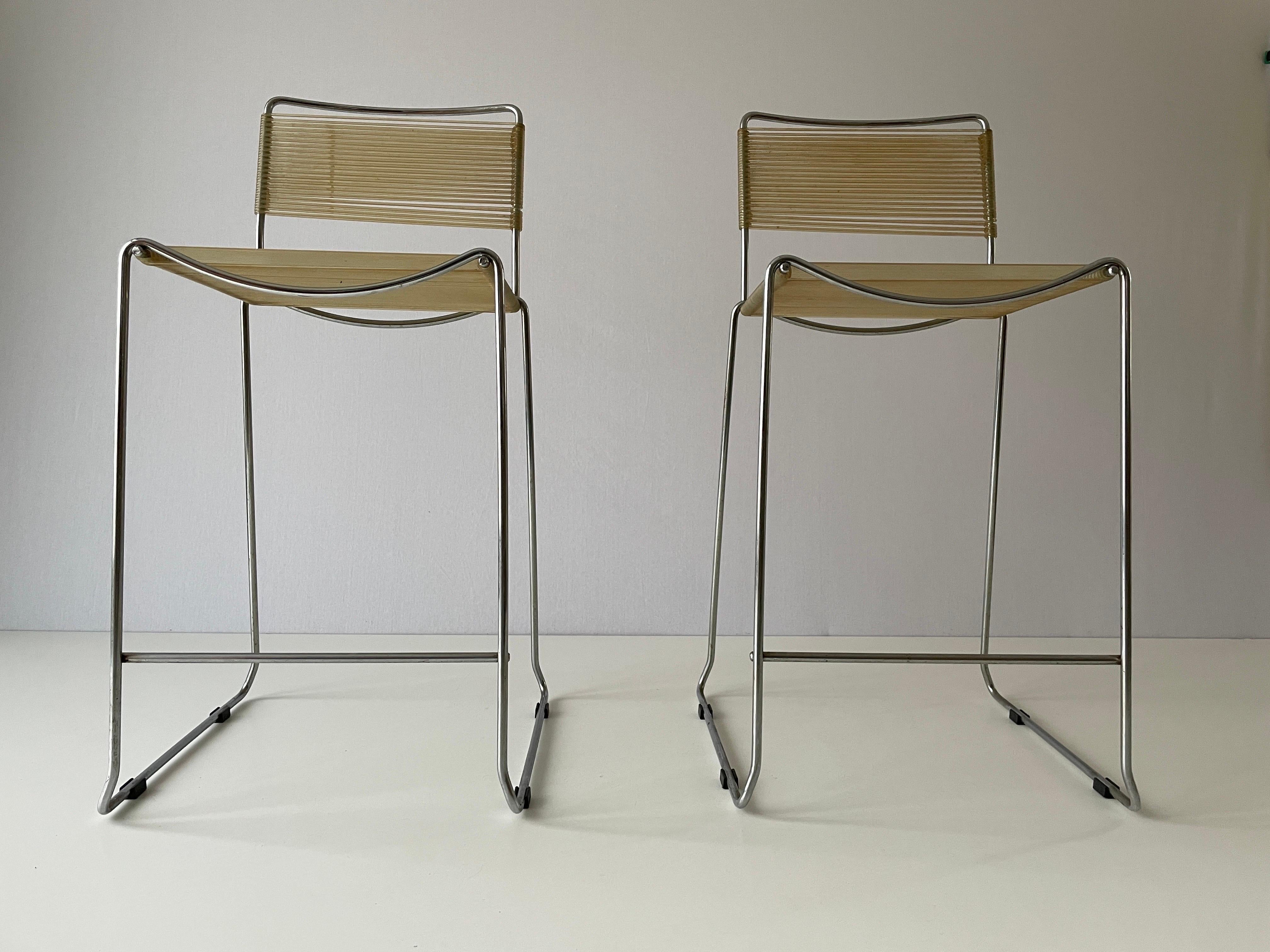 Iconic Italian Spaghetti Bar Chairs, 1970s, Italy

Wear consistent with age and use.

Measurements: 
Height: 90 cm
Width: 42 cm
Depth: 45 cm
Seating height: 62 cm