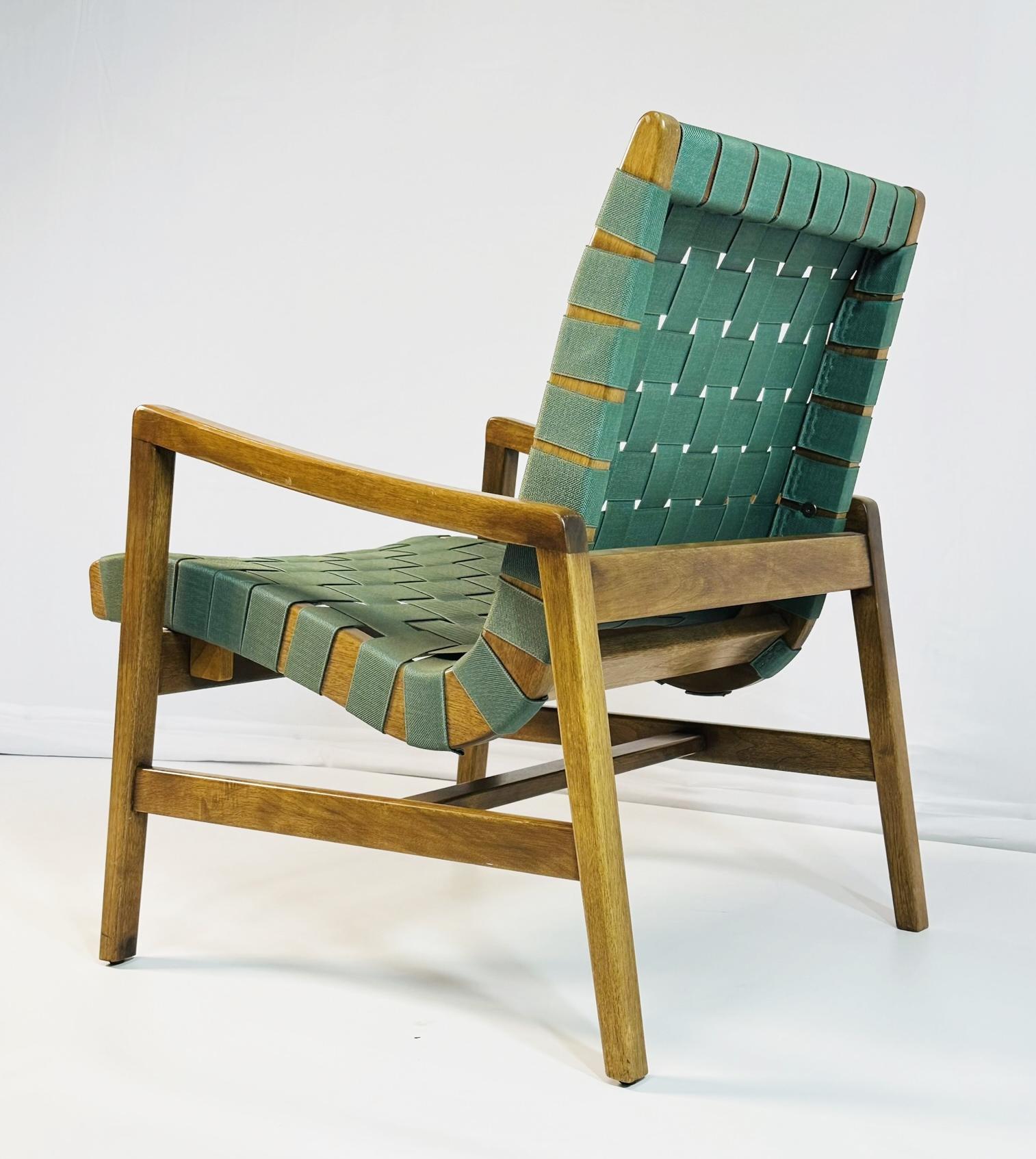 Cotone Iconica sedia da salotto Jens Risom per Knoll, modello 652-W, metà del secolo scorso. in vendita