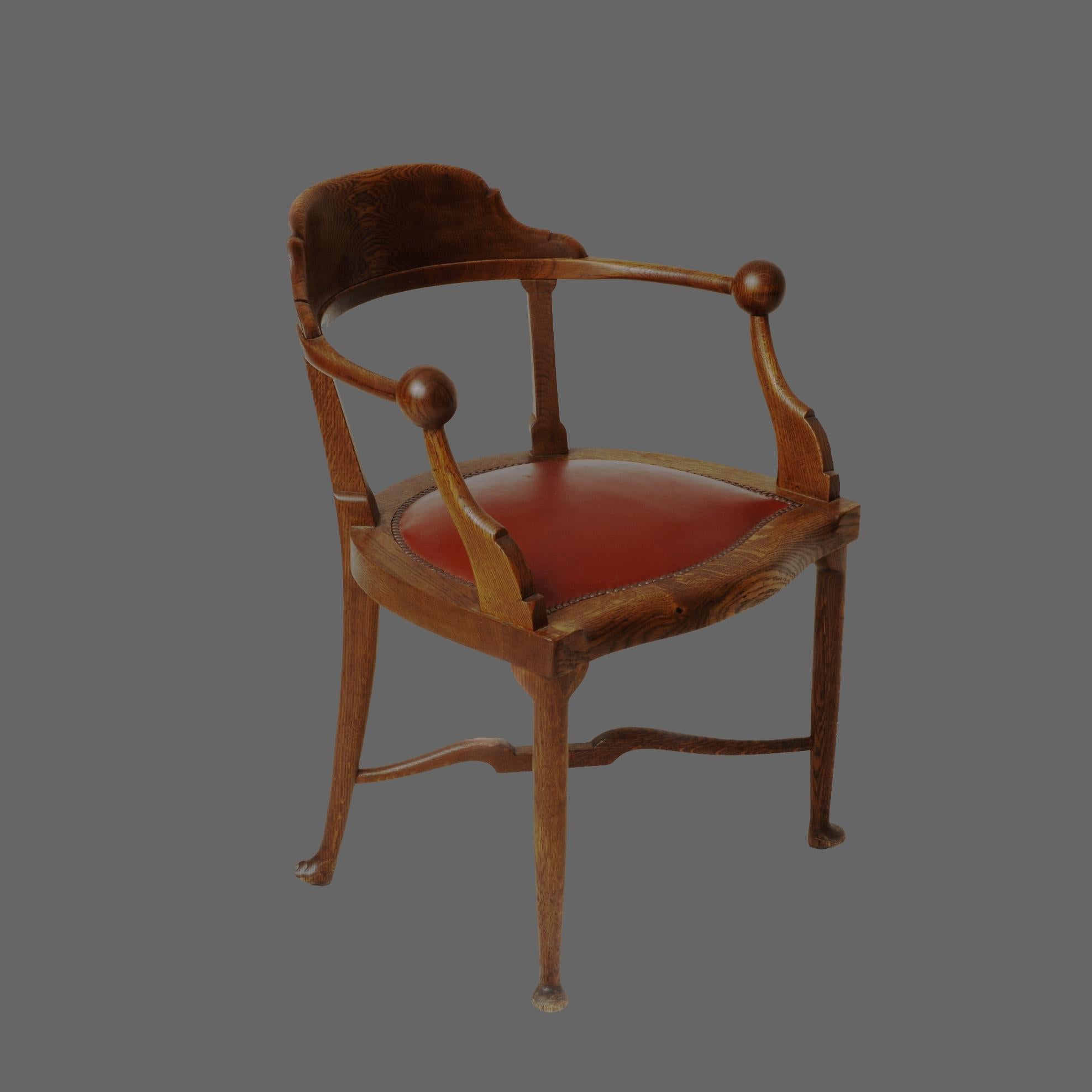 The chair has been manufactured by Lingel Karoly and sons co. in year 1915.
Very strong construction and quality materials were used in production of this armchair.
The chair has been restored 7 years ago and was not in use since.
One of most iconic