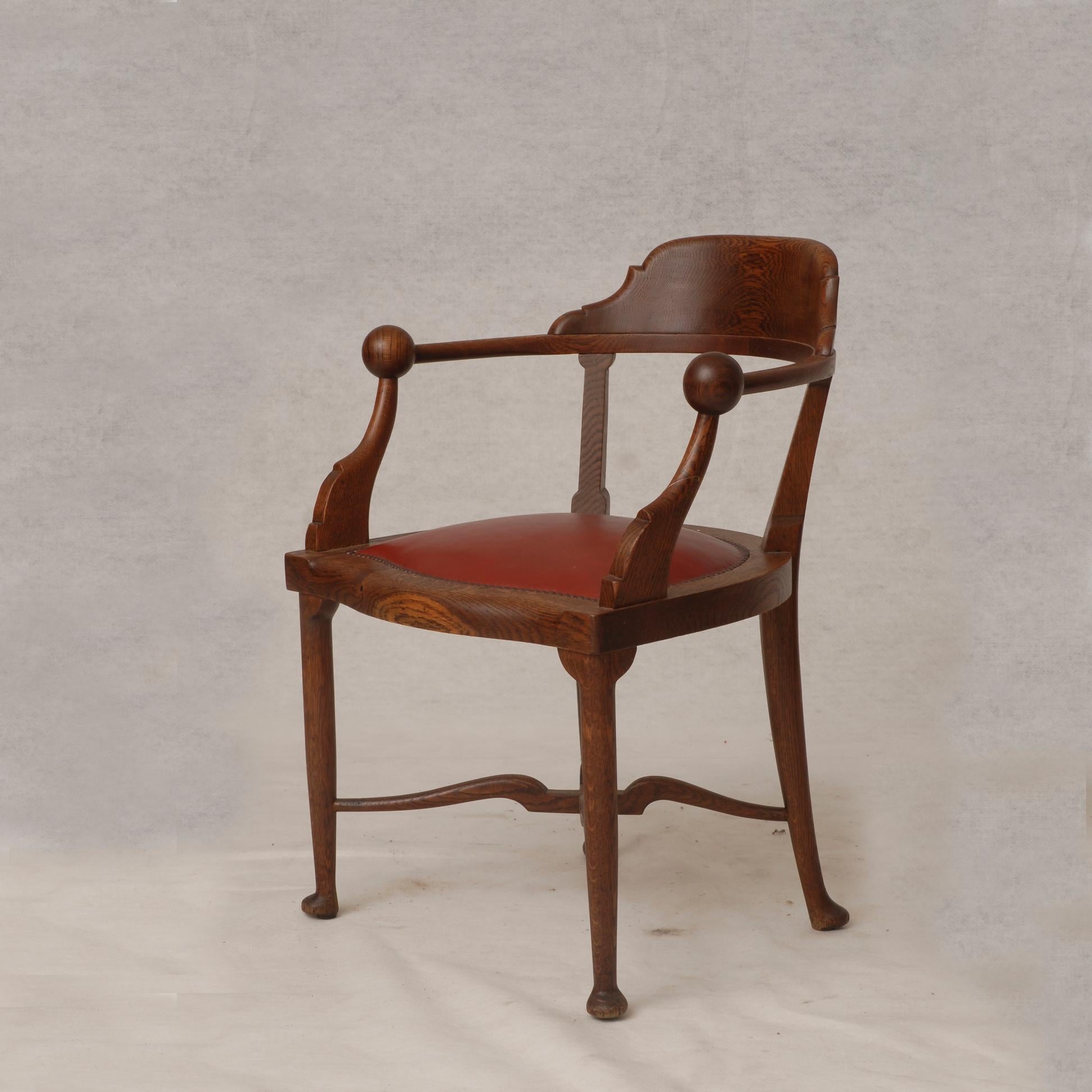 Other Iconic Karoly Lingel Solid Oak Two Spheres Armchair, Hungary, 1900s For Sale
