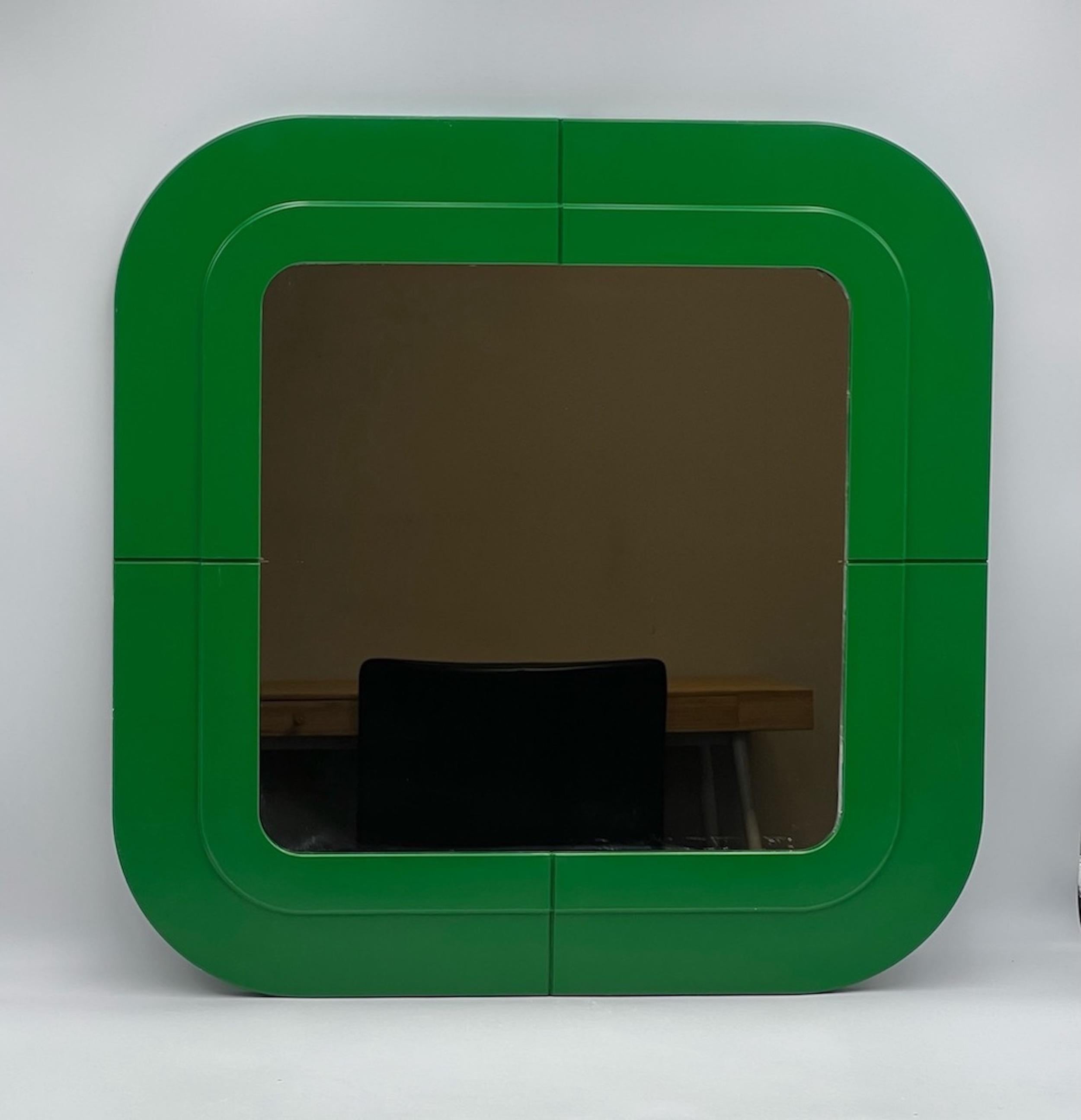 Italian Iconic Kartell Mirror in Green by Anna Castelli Ferrieri, 1970s  For Sale