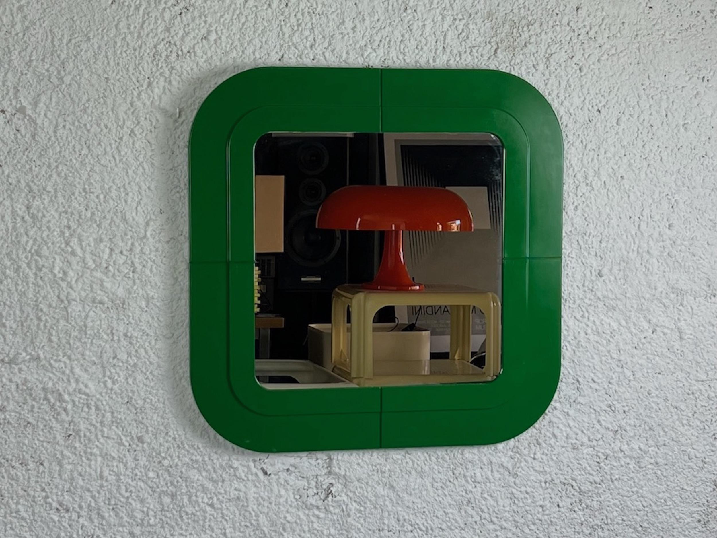 Molded Iconic Kartell Mirror in Green by Anna Castelli Ferrieri, 1970s  For Sale