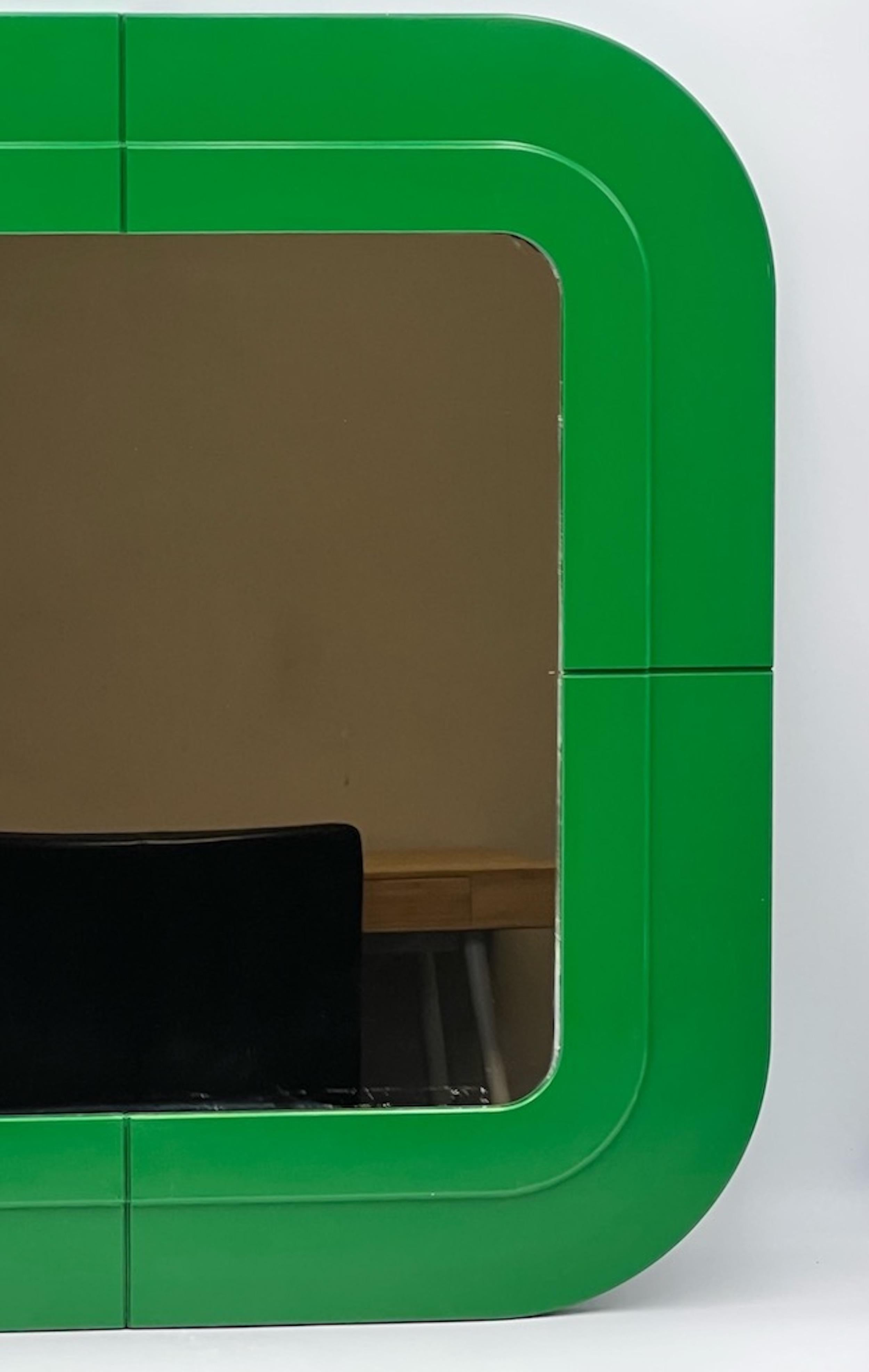 Iconic Kartell Mirror in Green by Anna Castelli Ferrieri, 1970s  For Sale 1