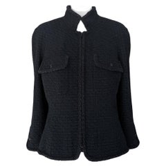 Iconic Kate Moss Style Black Tweed Jacket 44 FR
