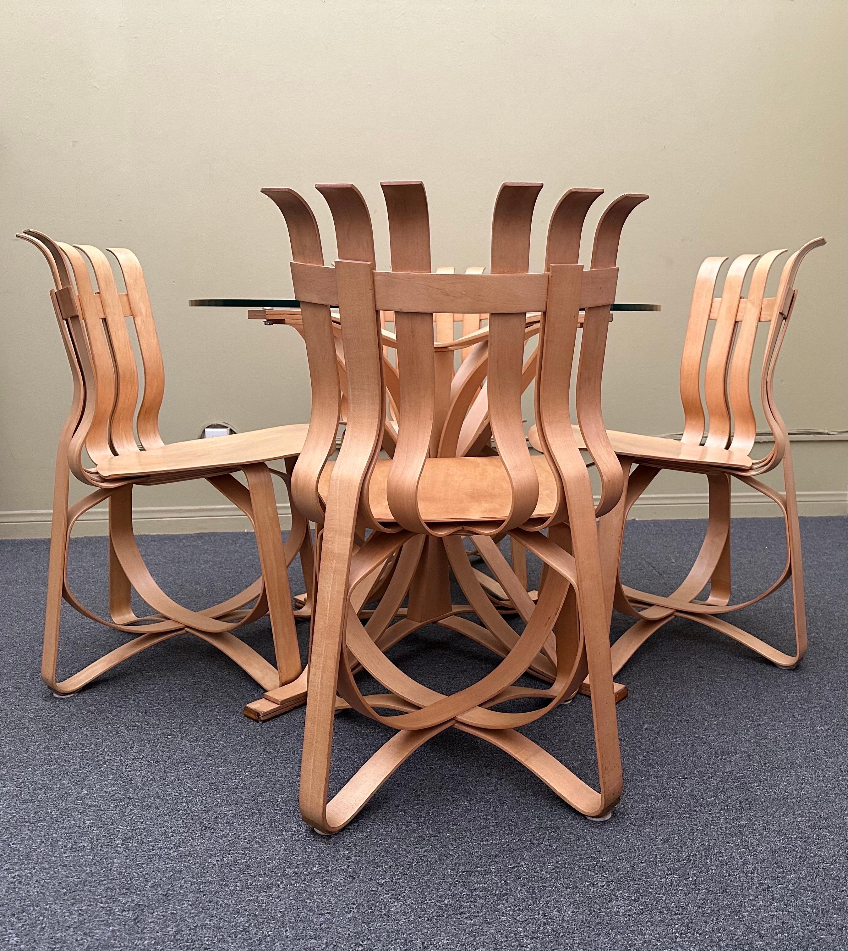 Iconic Knoll Hat Trick Table & Chairs Dining Set by Frank Gehry Stamped & Dated In Good Condition For Sale In San Diego, CA