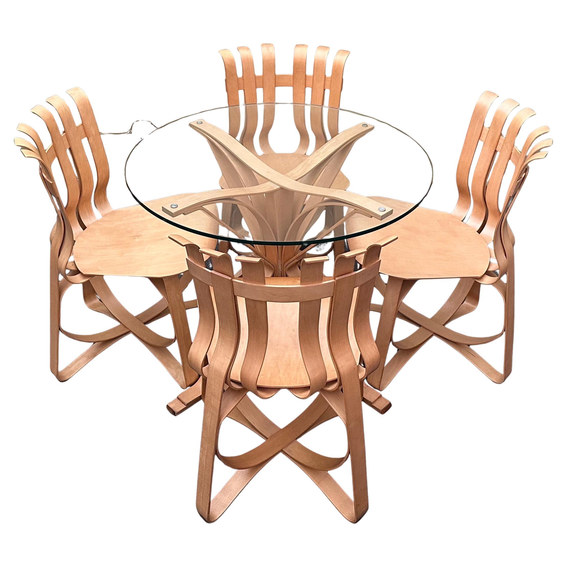 Iconic Knoll Hat Trick Table 
Chairs Dining Set by Frank Gehry Stamped 
Dated For Sale