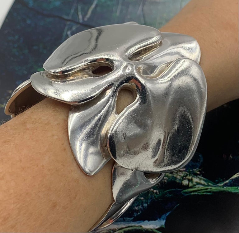 Iconic Large Angela Cummings Sterling Silver Orchid Cuff Bracelet