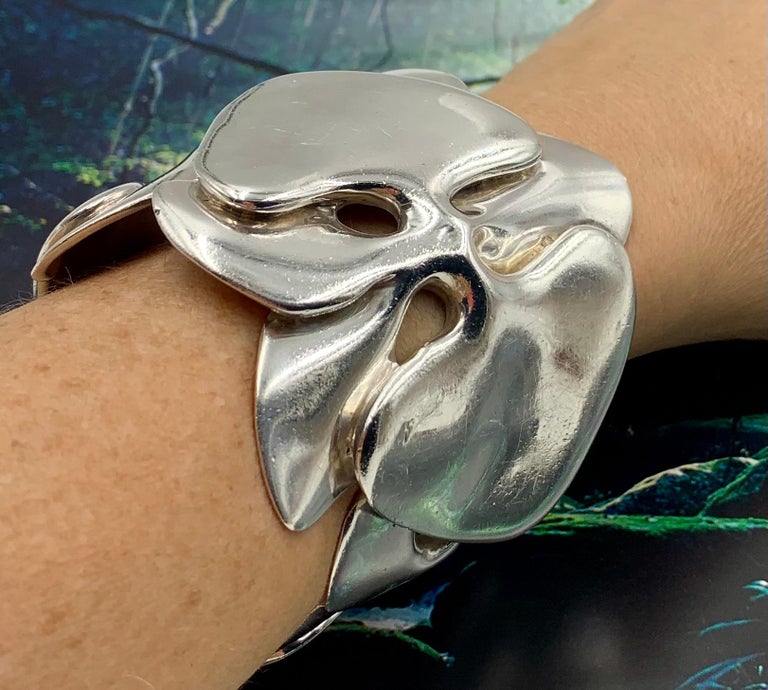 Iconic Large Angela Cummings Sterling Silver Orchid Cuff Bracelet