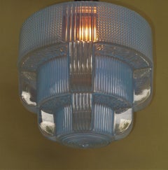 Two Iconic Large Art Deco Ice Blue Globe on Nickel Plated Fitter priced each
