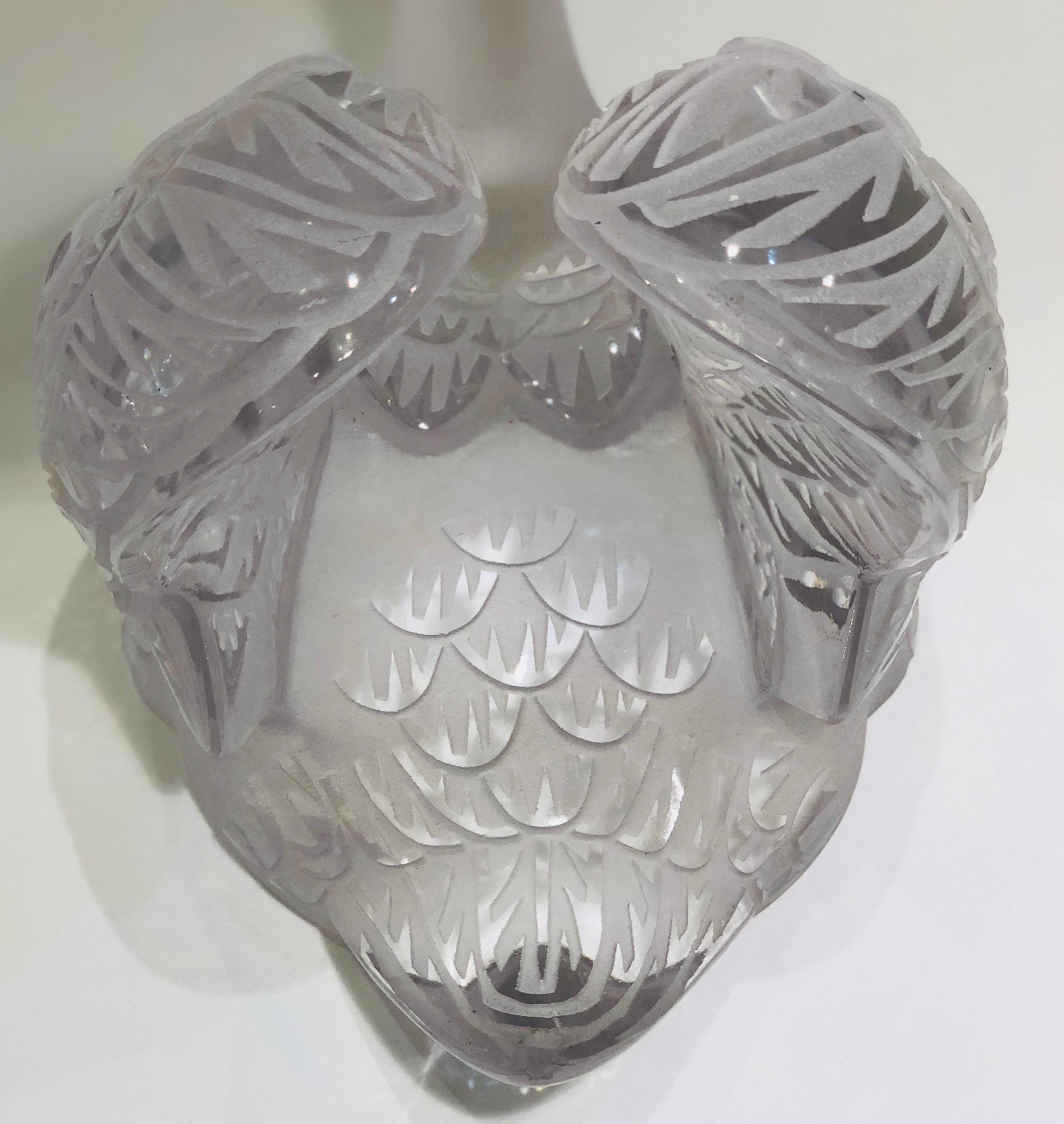 Große französische Skulptur „Schwankopf hoch“ aus Kristall von Lalique, ikonische Skulptur im Angebot 7