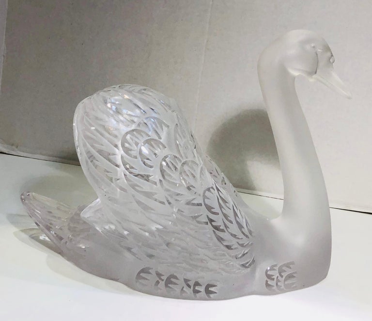 Coveted, large, handmade estate crystal swan, the 