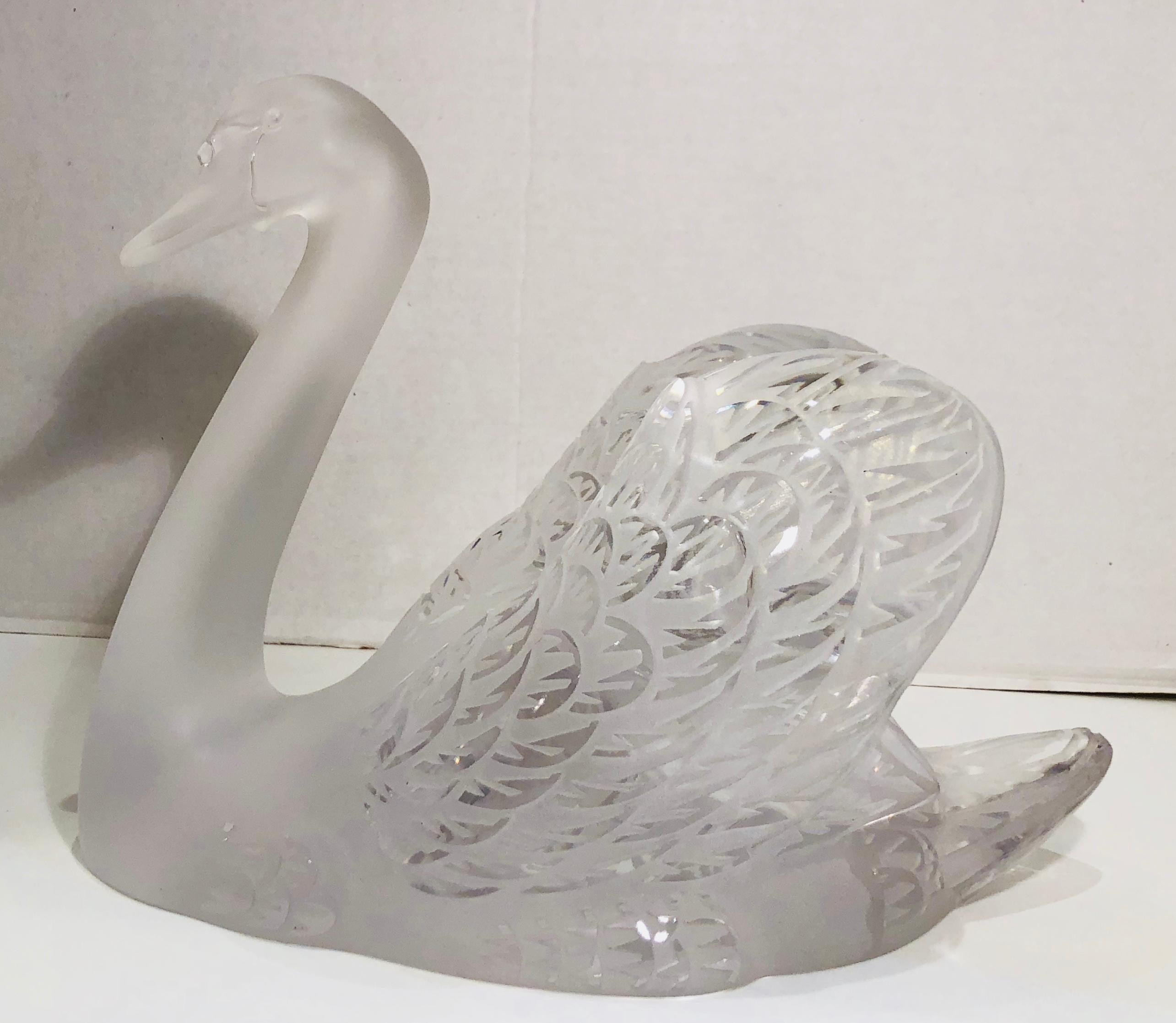 Große französische Skulptur „Schwankopf hoch“ aus Kristall von Lalique, ikonische Skulptur (Handgefertigt) im Angebot