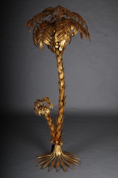 Iconic large palm floor lamp by Hans Kögl/Koegl. Gold, vintage