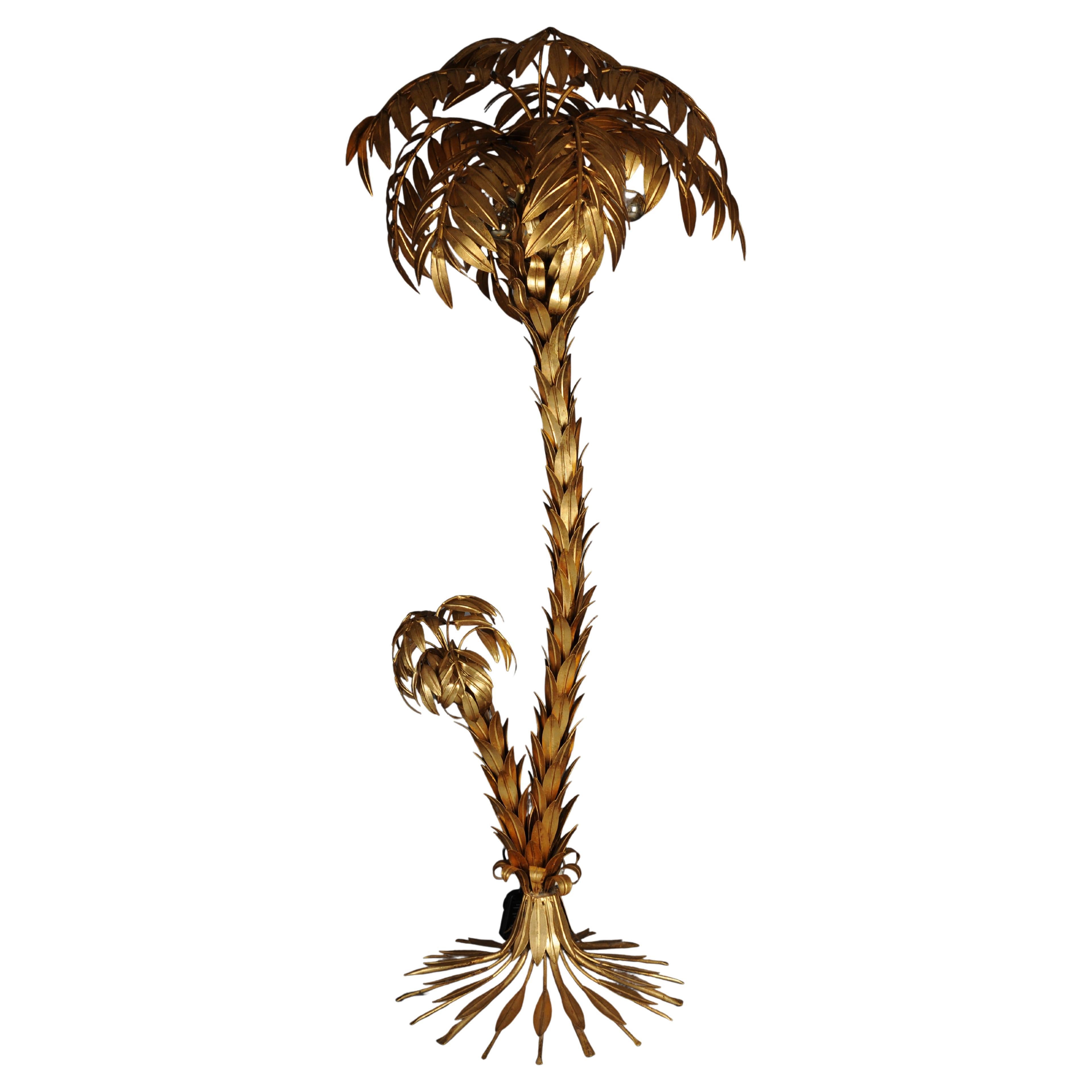 Iconic large palm floor lamp by Hans Kögl/Koegl. Gold, vintage