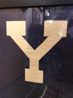 Iconic Large Yale University 1925 Pennant Framed Blue and White Banner