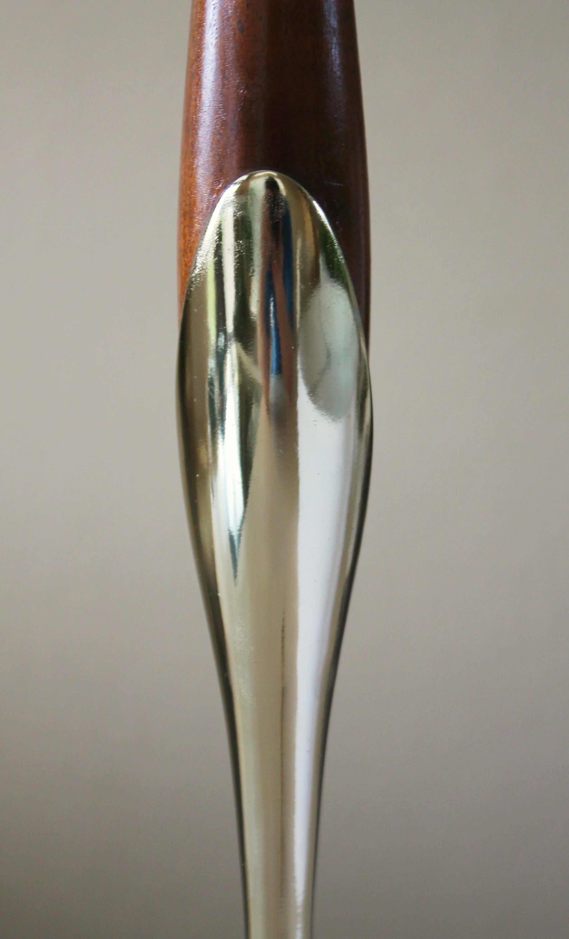 20th Century Iconic Laurel Walnut & Brass Mid Century Modern Table Lamp Richard Barr Thurston For Sale
