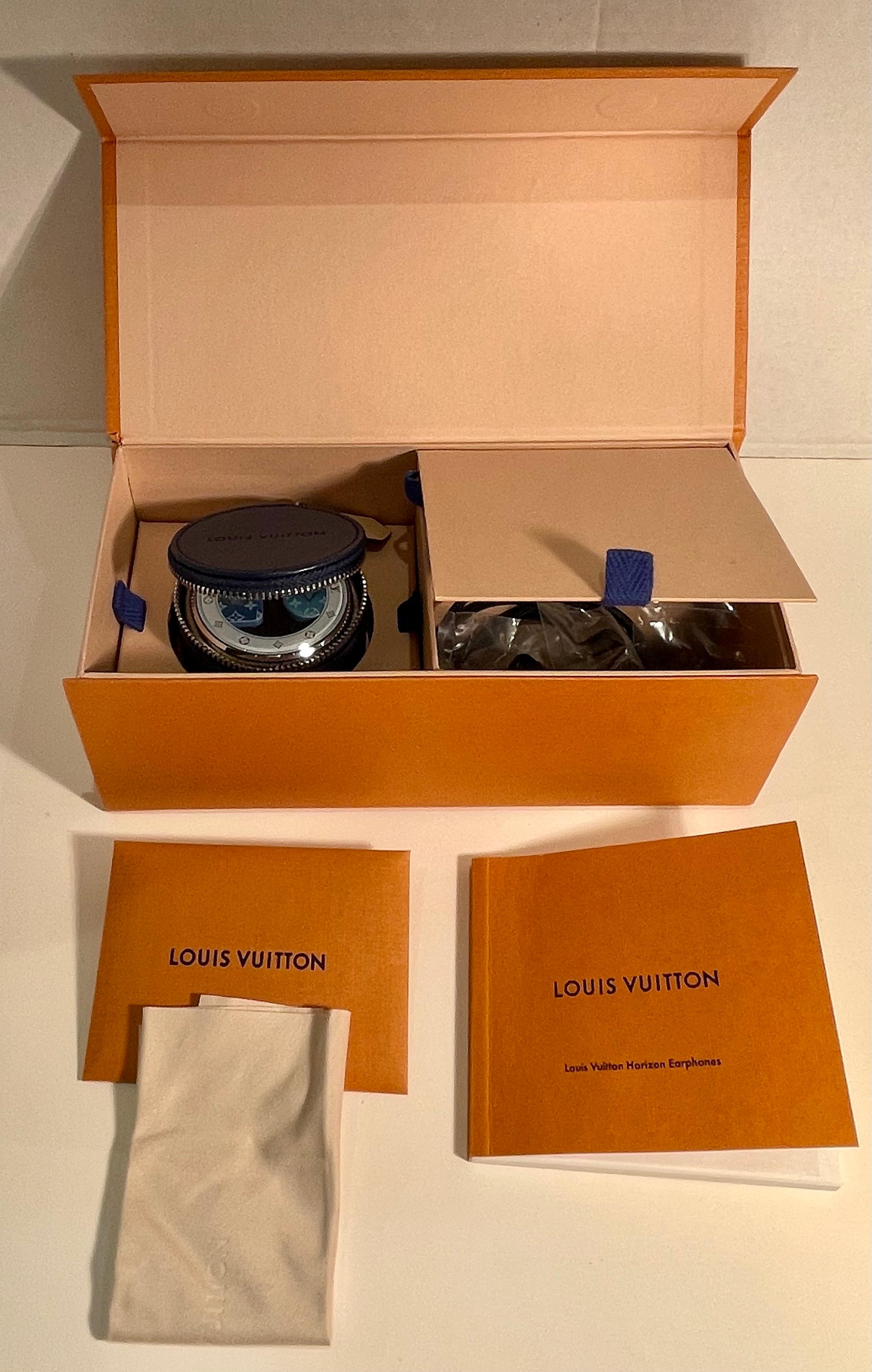 Women's or Men's Iconic Louis Vuitton Monogram Wireless Earphones in Vibrant Blue Gradient