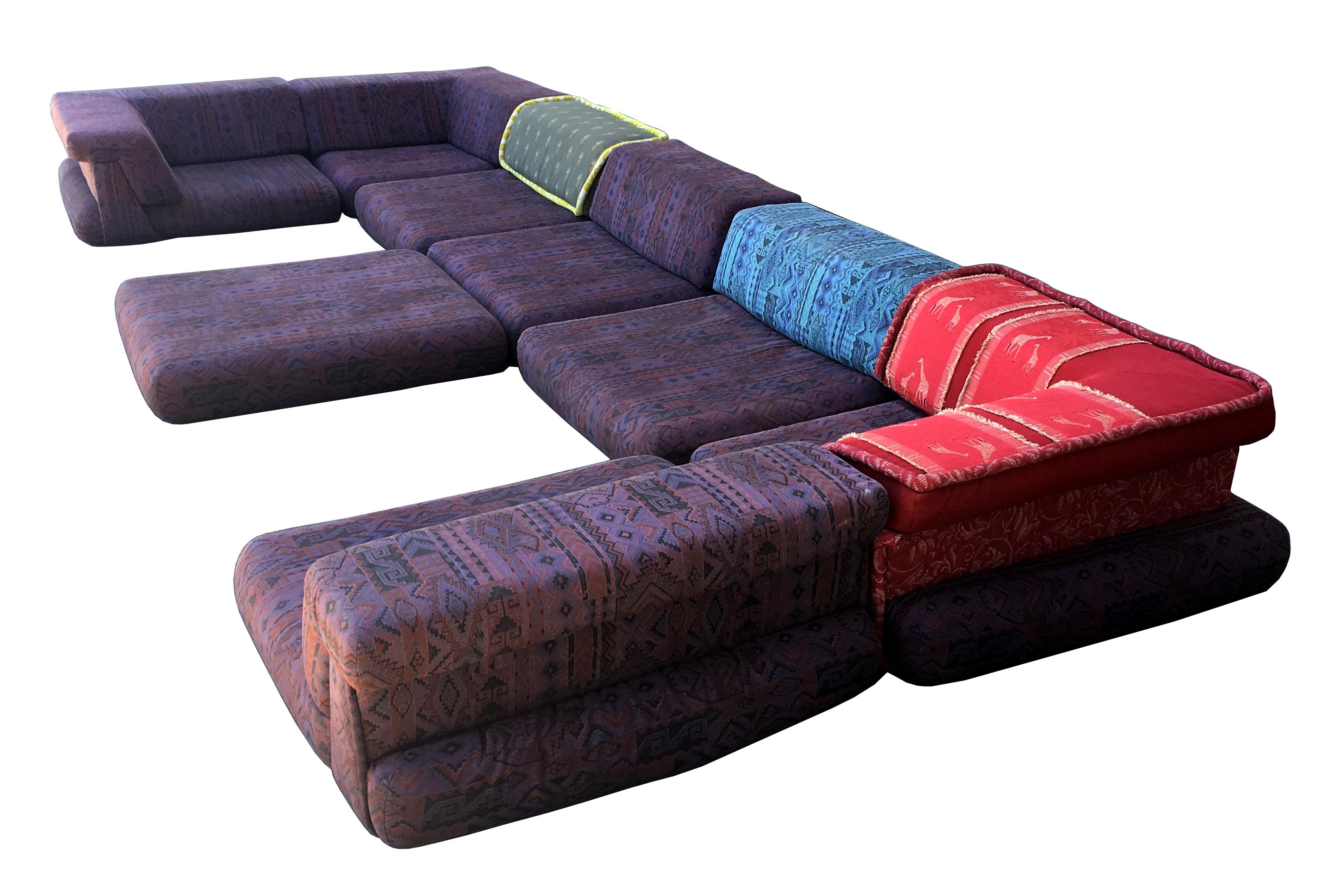 French Iconic Mah Jong Modular Sectional Sofa by Roche Bobois, 15 Pieces