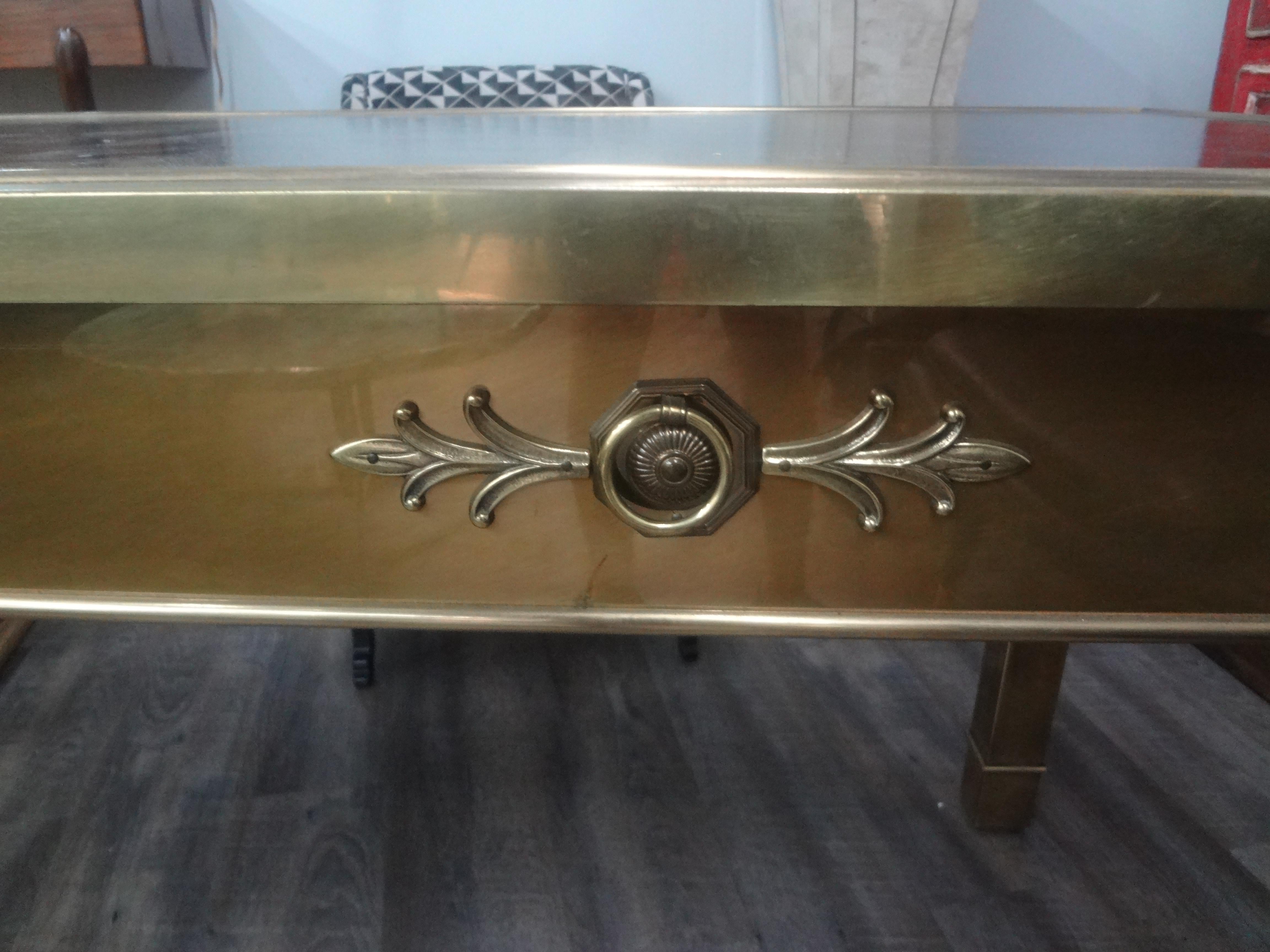 Iconic Mastercraft Brass Desk With Leather Top For Sale 5
