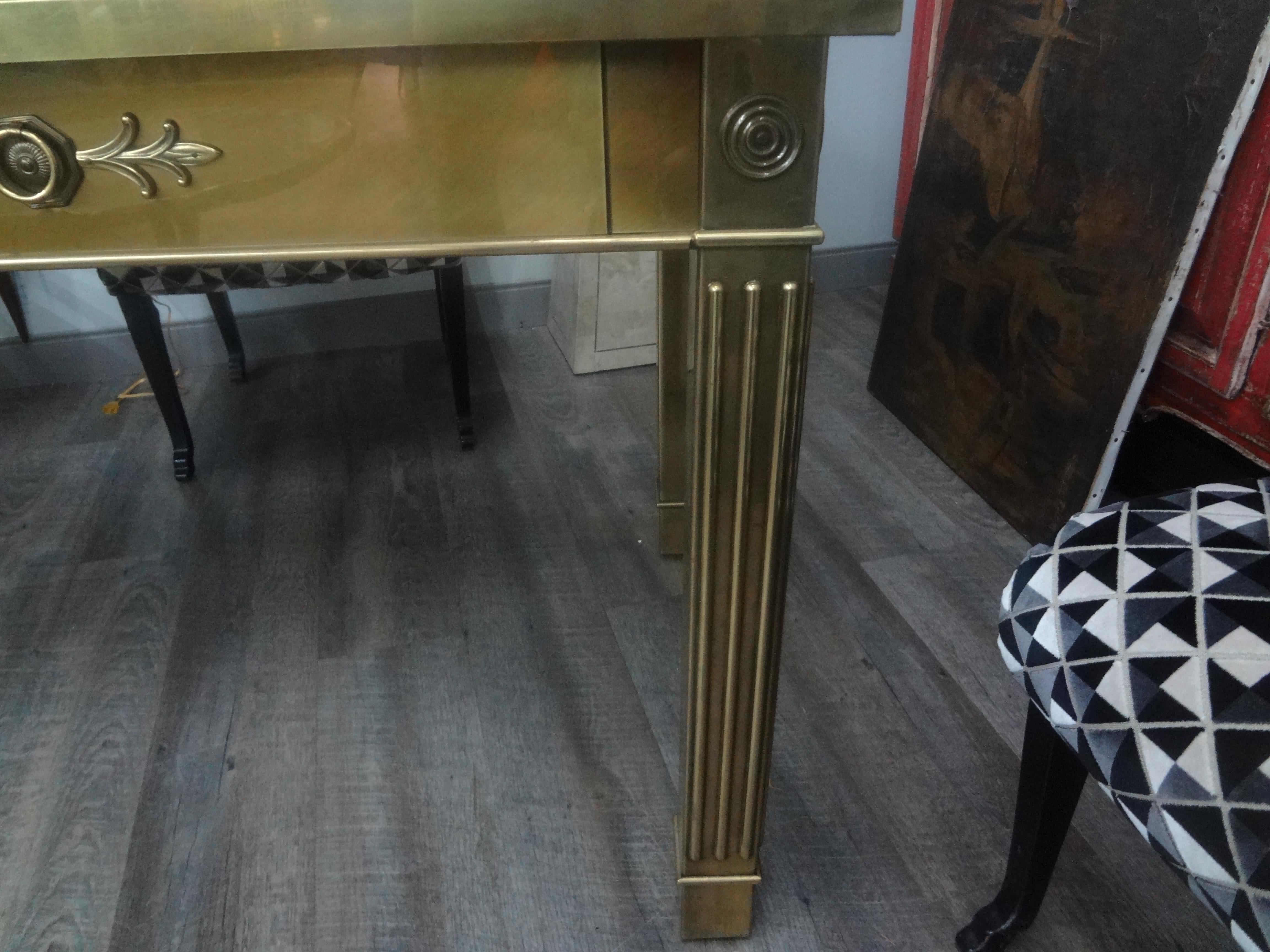 Iconic Mastercraft Brass Desk With Leather Top For Sale 6