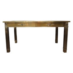 Iconica scrivania Mastercraft in ottone con piano in pelle